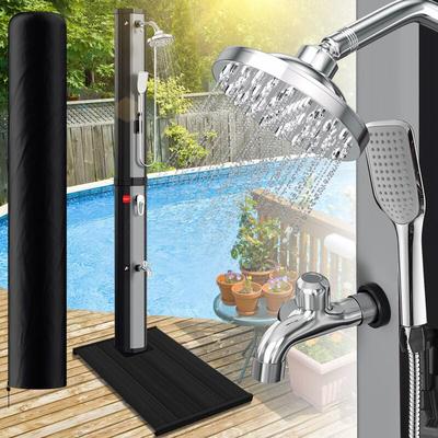 Swanew - Solardusche 60L(mit Schutzabdeckung、mitHandbrause、Silber、mit Bodenelement) Pooldusche Image