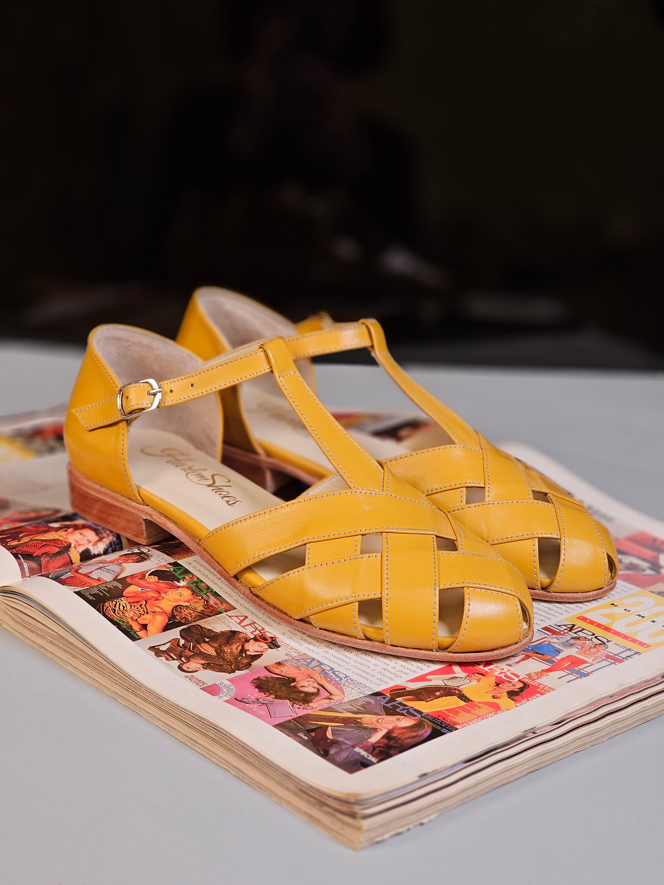 Estate in pelle gialla / Scarpe da ballo swing da donna / Scarpe vintage / Personalizzate / Scarpe Harlem