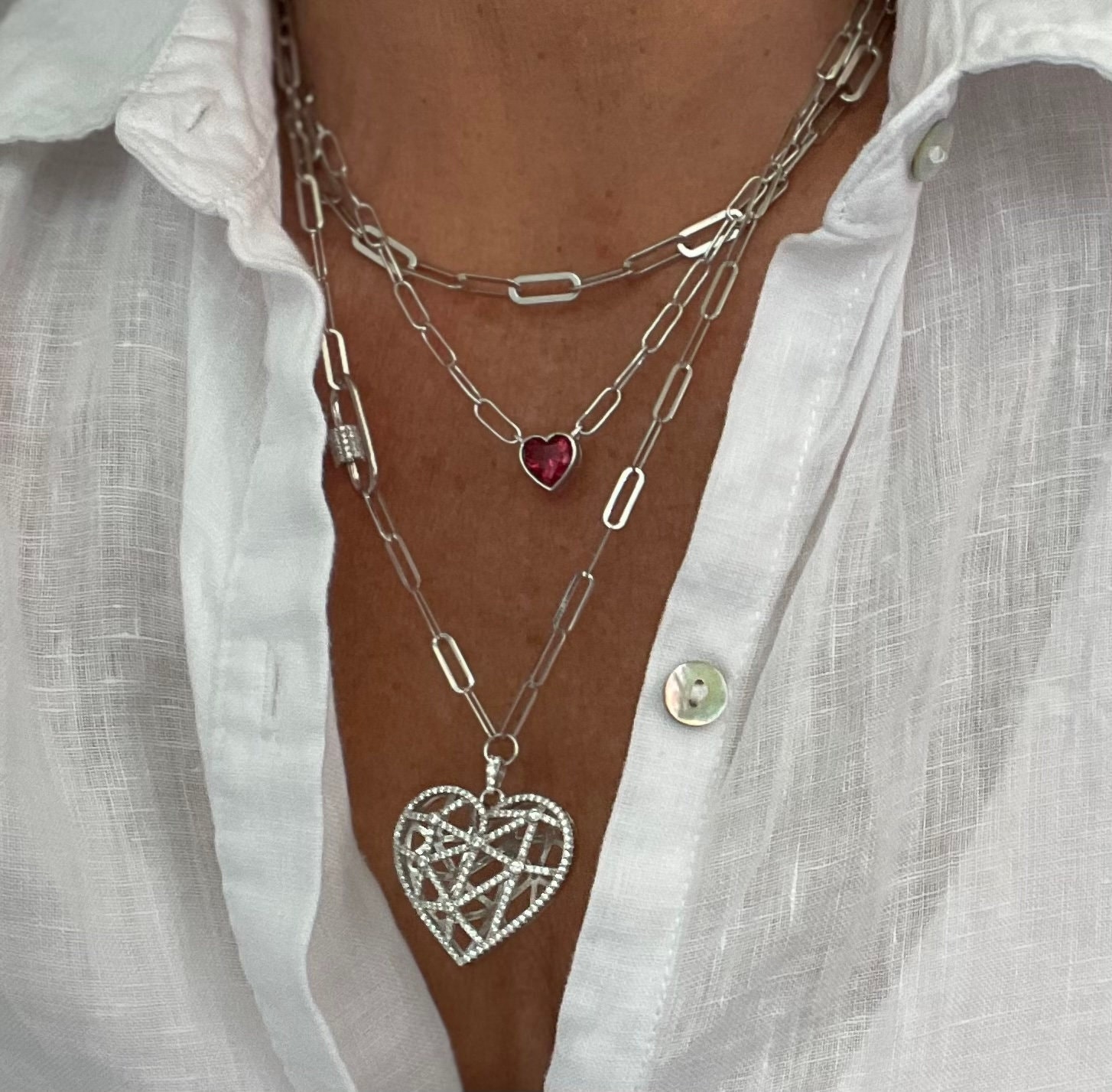 Collana a cuore-ciondolo a cuore-collana a cuore grande-collana a cuore pavé-collana a cuore grande-collana delicata-ciondolo a cuore allungato pavé