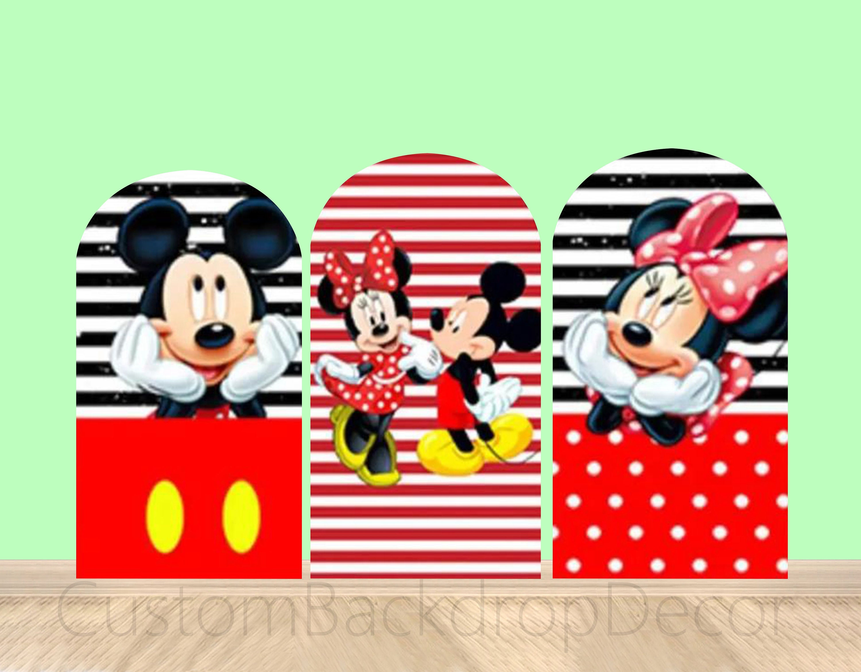 Copertura per arco rotondo di Topolino e Minnie, sfondo per arco di cartone animato, sfondo per festa di compleanno per bambini, decorazione per baby