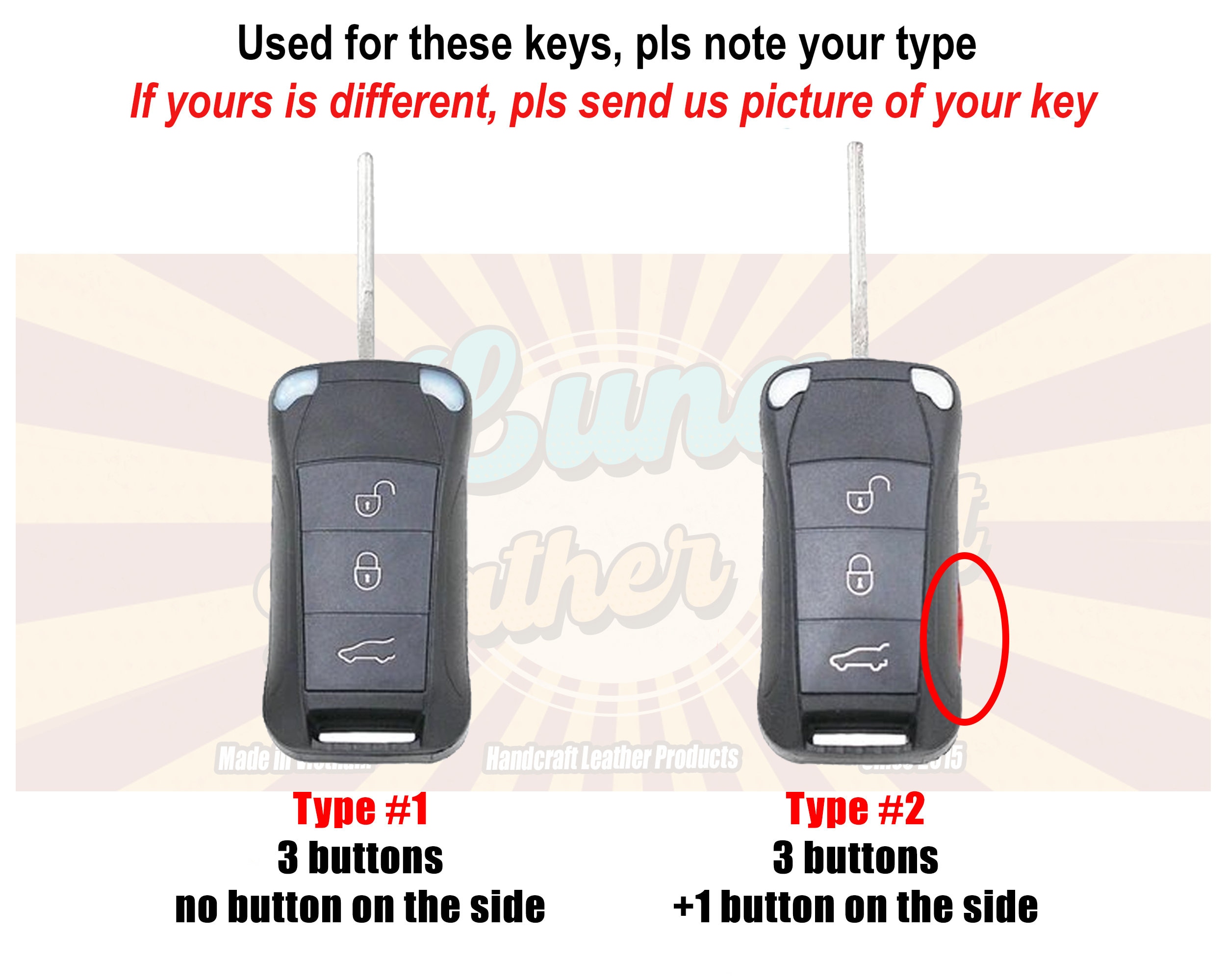 Custodia in pelle per portachiavi Porsche 2004 2005 2006 Cayenne GTS 2007 2008 2009 2010 2011 Portachiavi Porsche a 3 o 4 pulsanti Cayenne Remote Hold