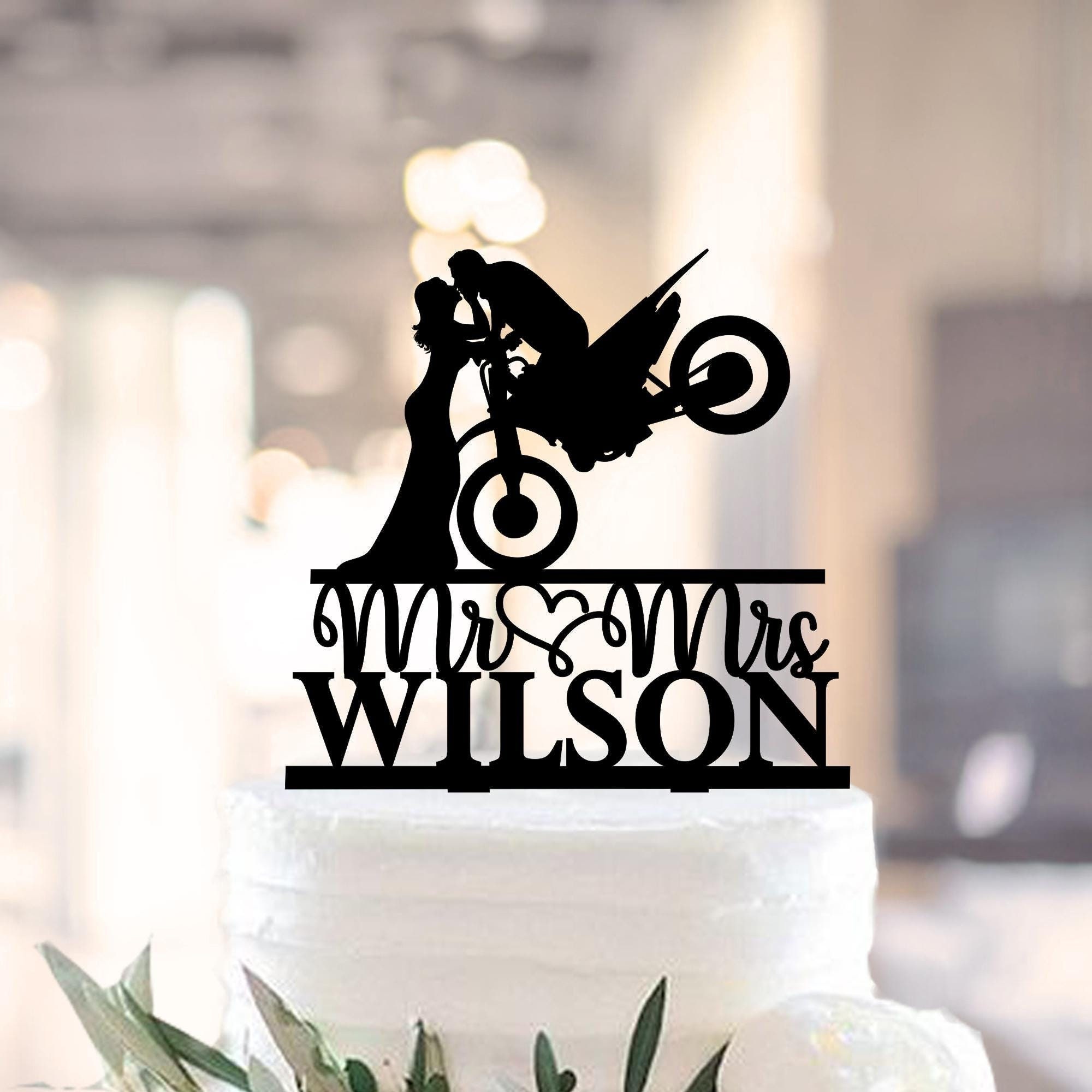Topper per torta nuziale a forma di moto, Topper per torta a forma di moto, Topper per torta nuziale a forma di moto, Topper per torta nuziale con dat