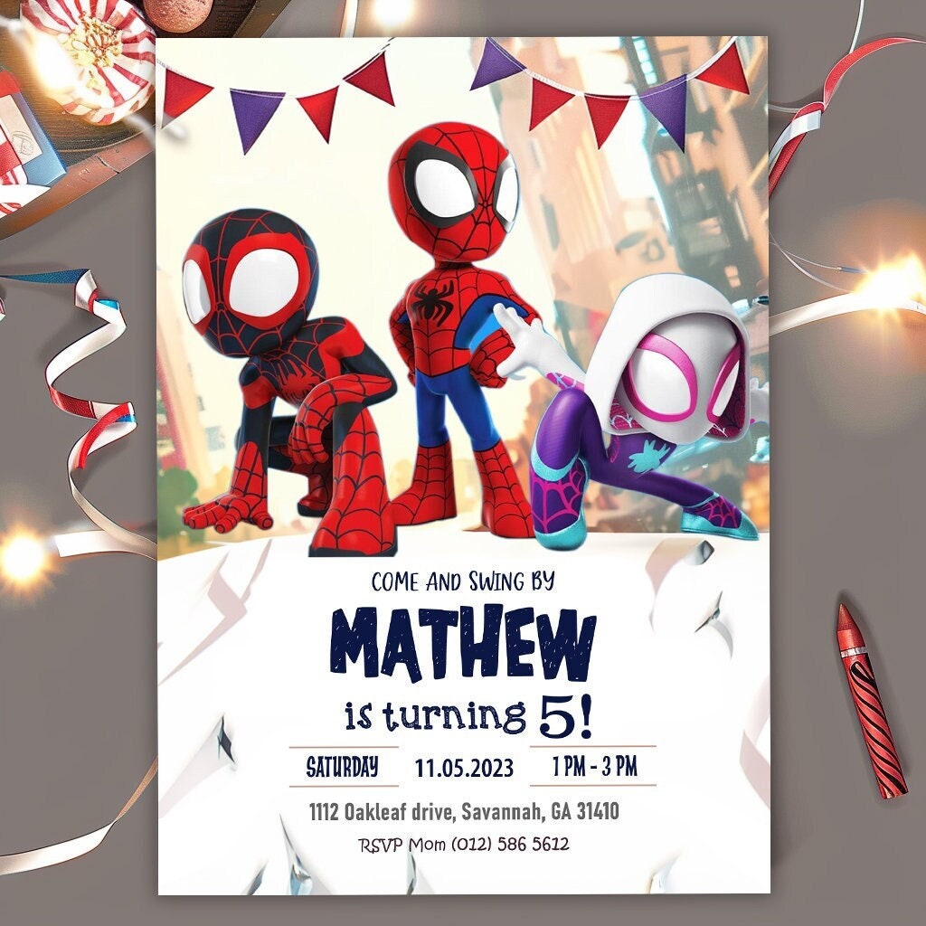 Invito di compleanno modificabile di Spidey e i suoi fantastici amici Invito di Spidey Festa di Spiderman Invito per ragazzo Spidey e amici Inviti dig