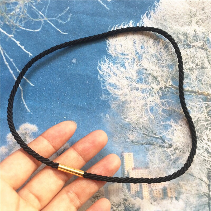 5 pezzi di alta qualità da 3 mm, 12-24 pollici, per la tua scelta di cordini per collana in seta intrecciata nera con fermagli ad ago dorati --- 40 co