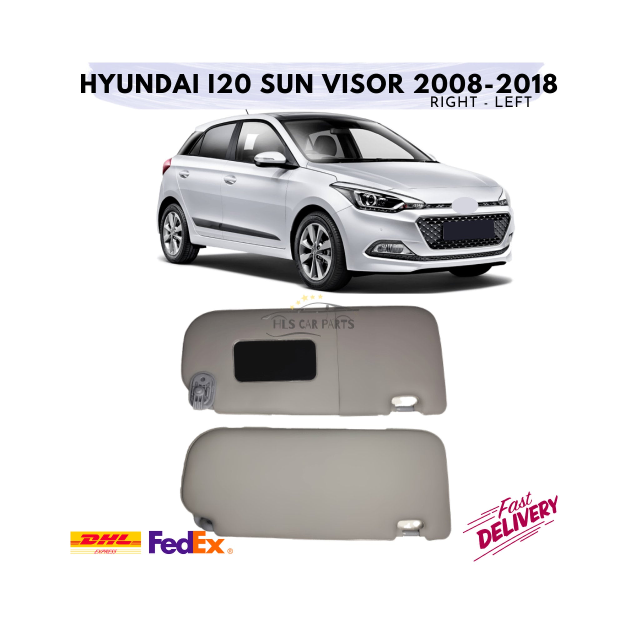 Hyundai i20 Visiera parasole Protezione solare interna Anni modello 2008-2018 Sinistra Destra Specchietto per trucco Accessori per auto Sostituzione G