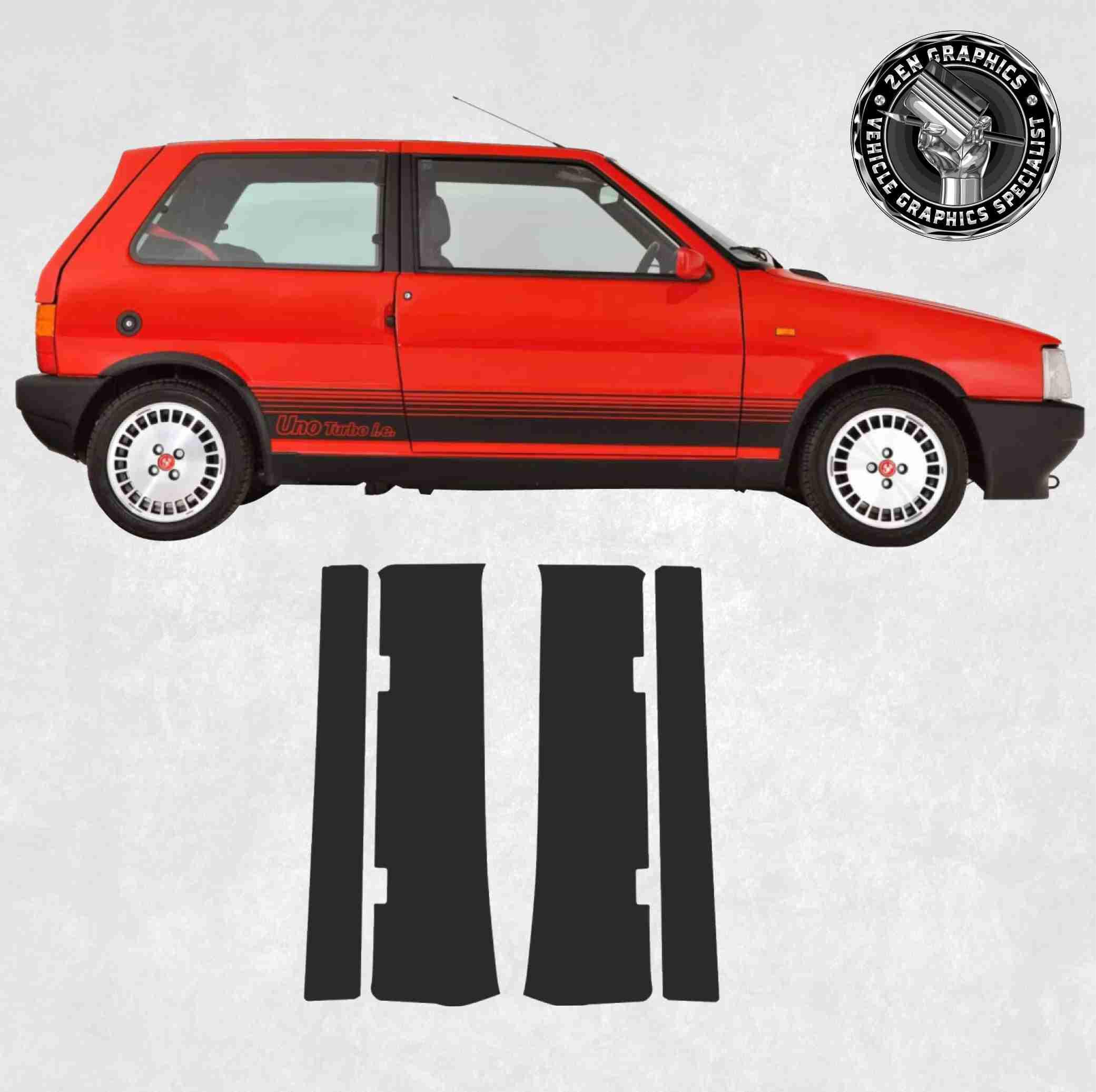 Kit in vinile per montante B per adattarsi a Fiat Uno Mk1 Mk2 3 porte Abarth Turbo adesivi in vinile decalcomanie grafiche rilascio aria texture di gr