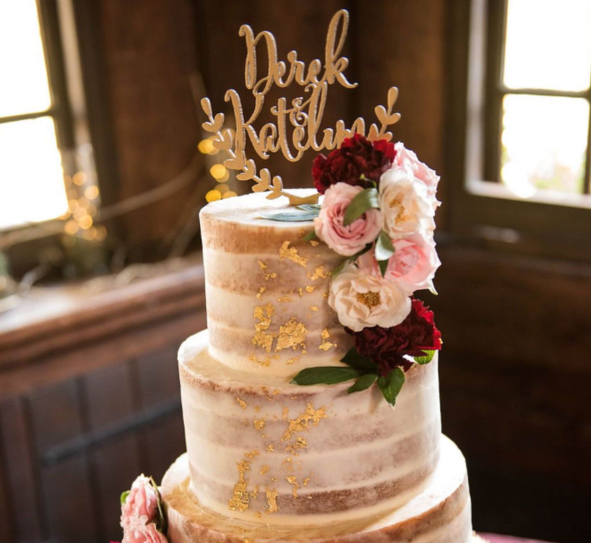 Topper per torta nuziale personalizzato, topper per torta nuziale, topper per torta d'oro, nome del topper per torta nuziale, topper per torta signor