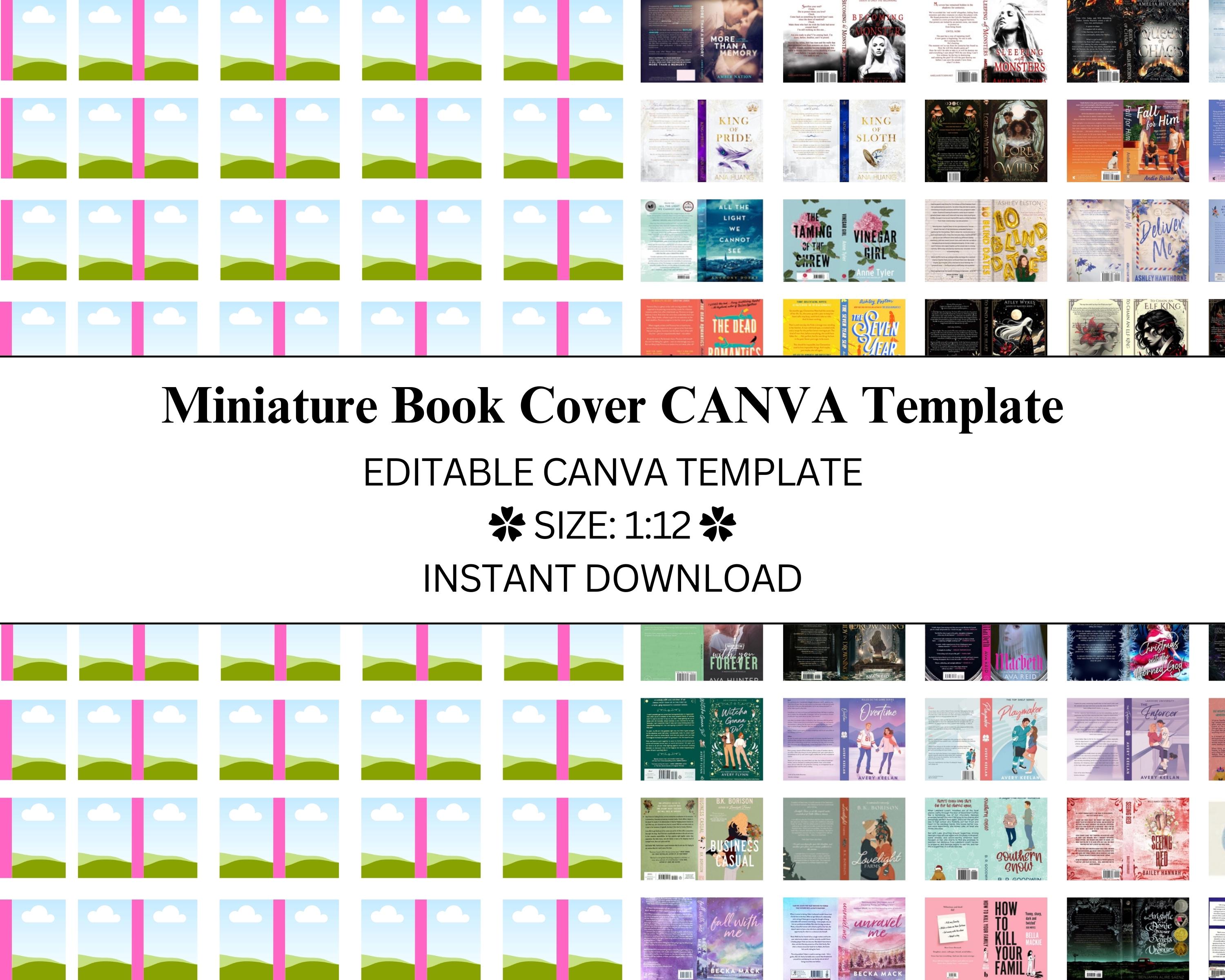 Modello Canva per copertina di libro in miniatura in scala 1:12 / Fai da te / Libri per case delle bambole / Mini libri
