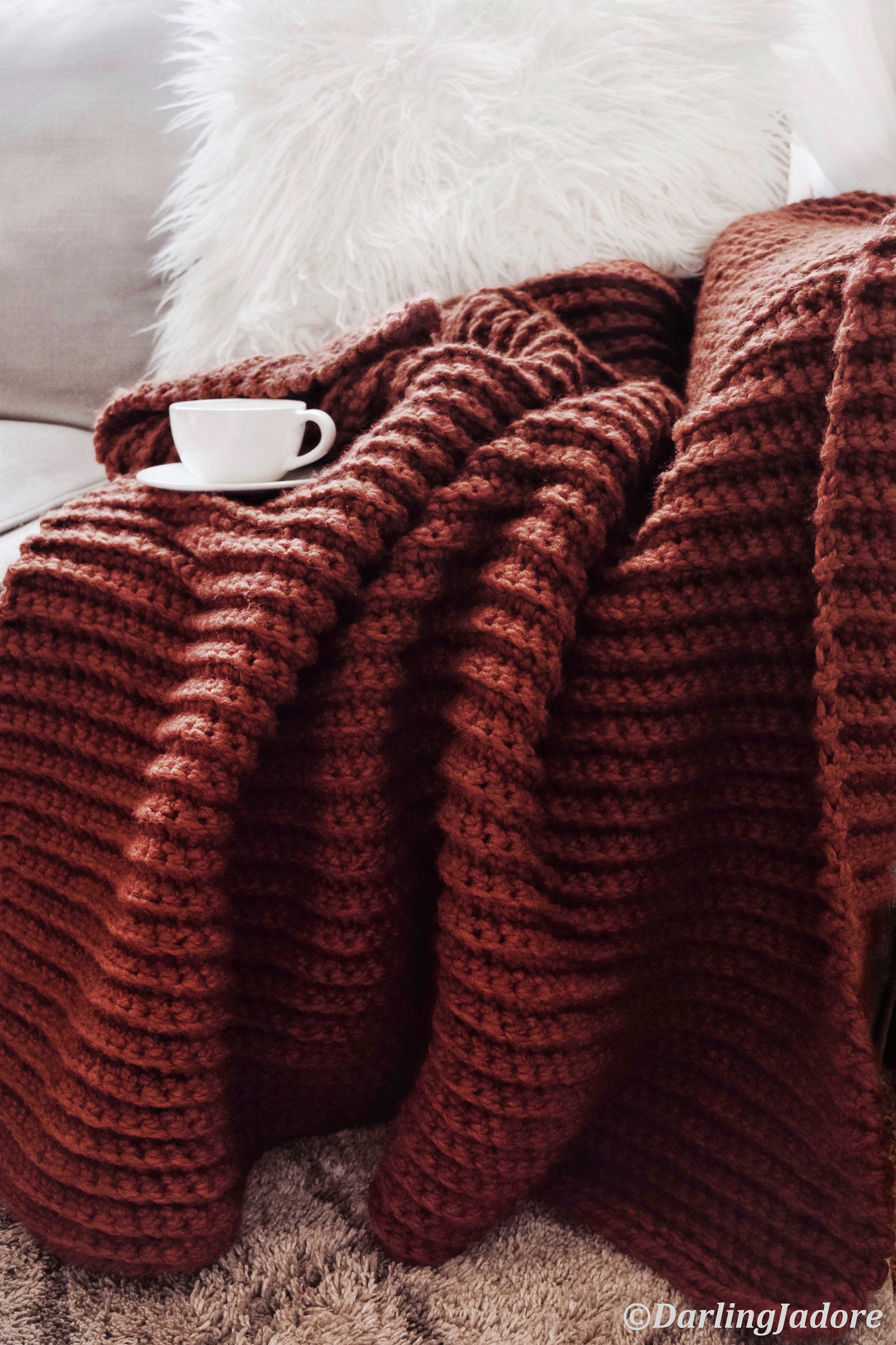 SCHEMA ALL'UNCINETTO ⨯ Coperta spessa all'uncinetto, schema facile per coperta afghana all'uncinetto ⨯ Schema facile per coperta all'uncinetto, copert