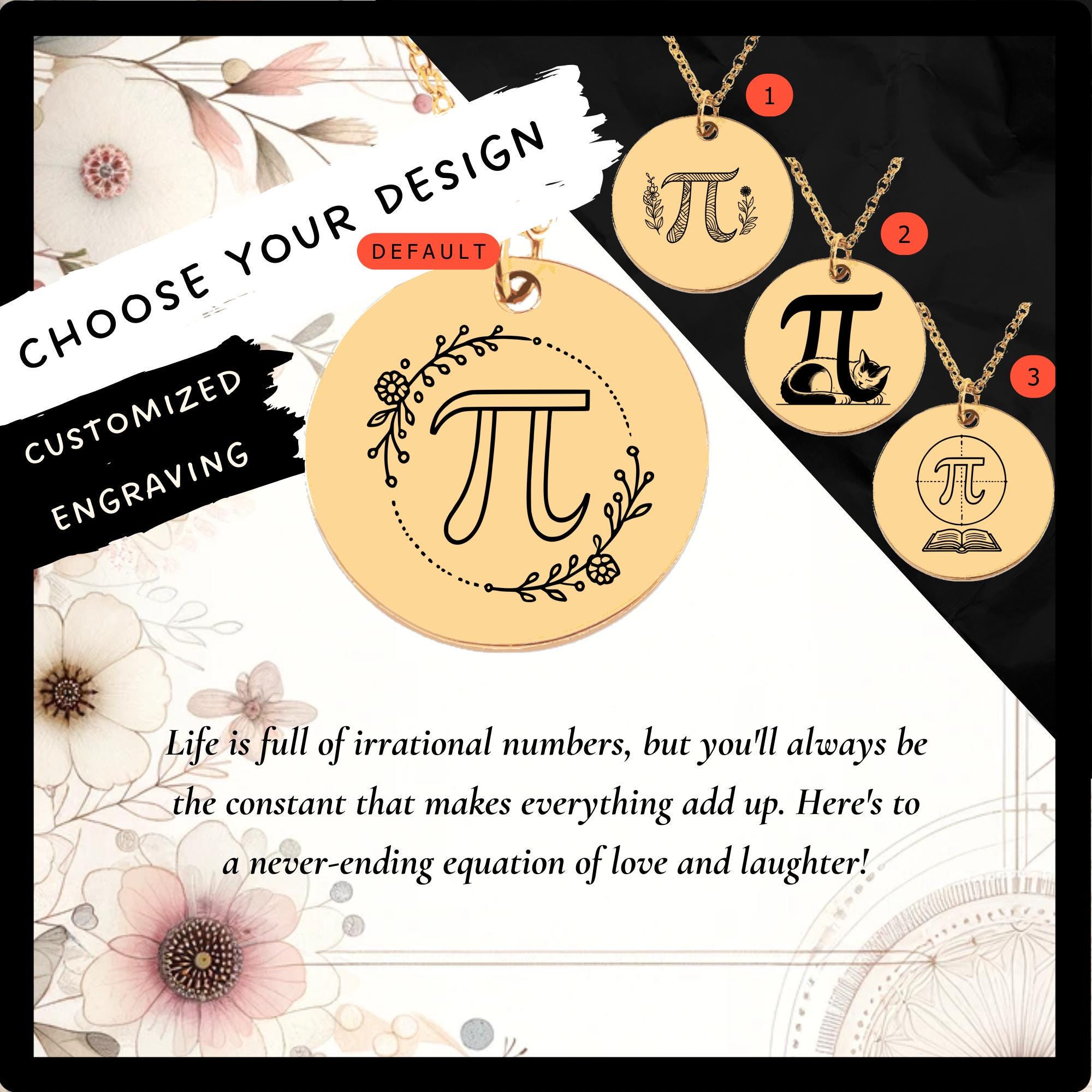 Collana Pi personalizzata con incisione * Regalo matematico in acciaio inossidabile