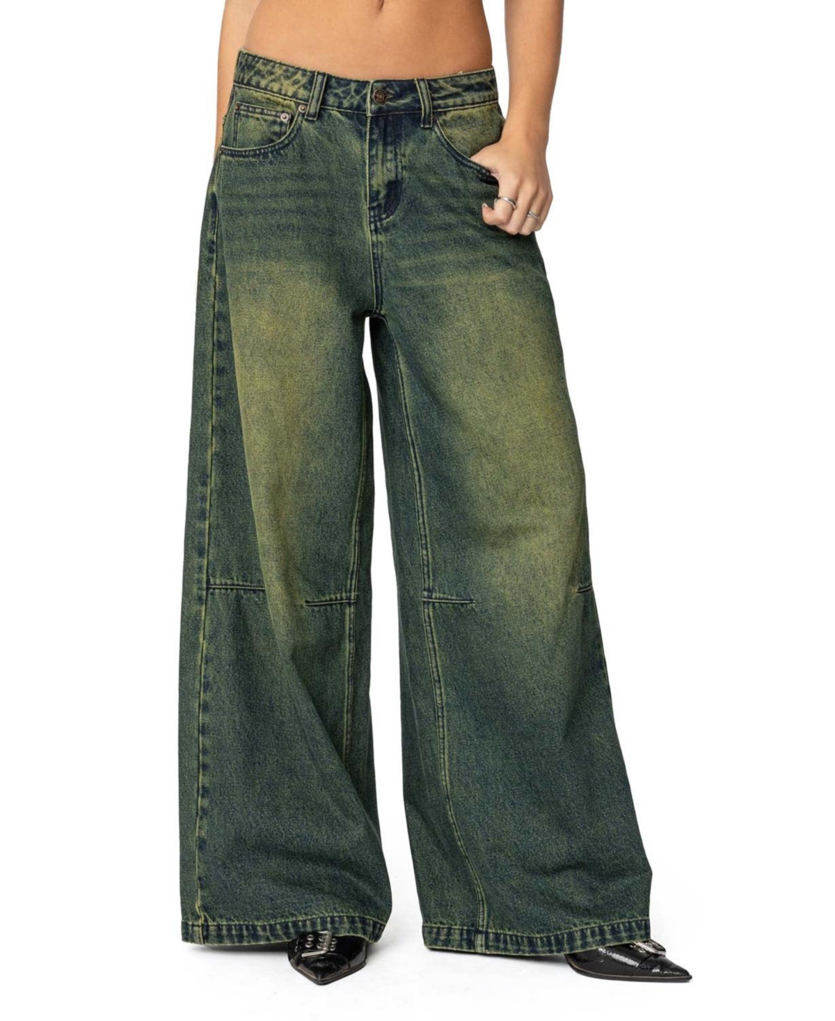 Edikted Shawn Low Rise Blue Washed Jeans - Blue Washed
