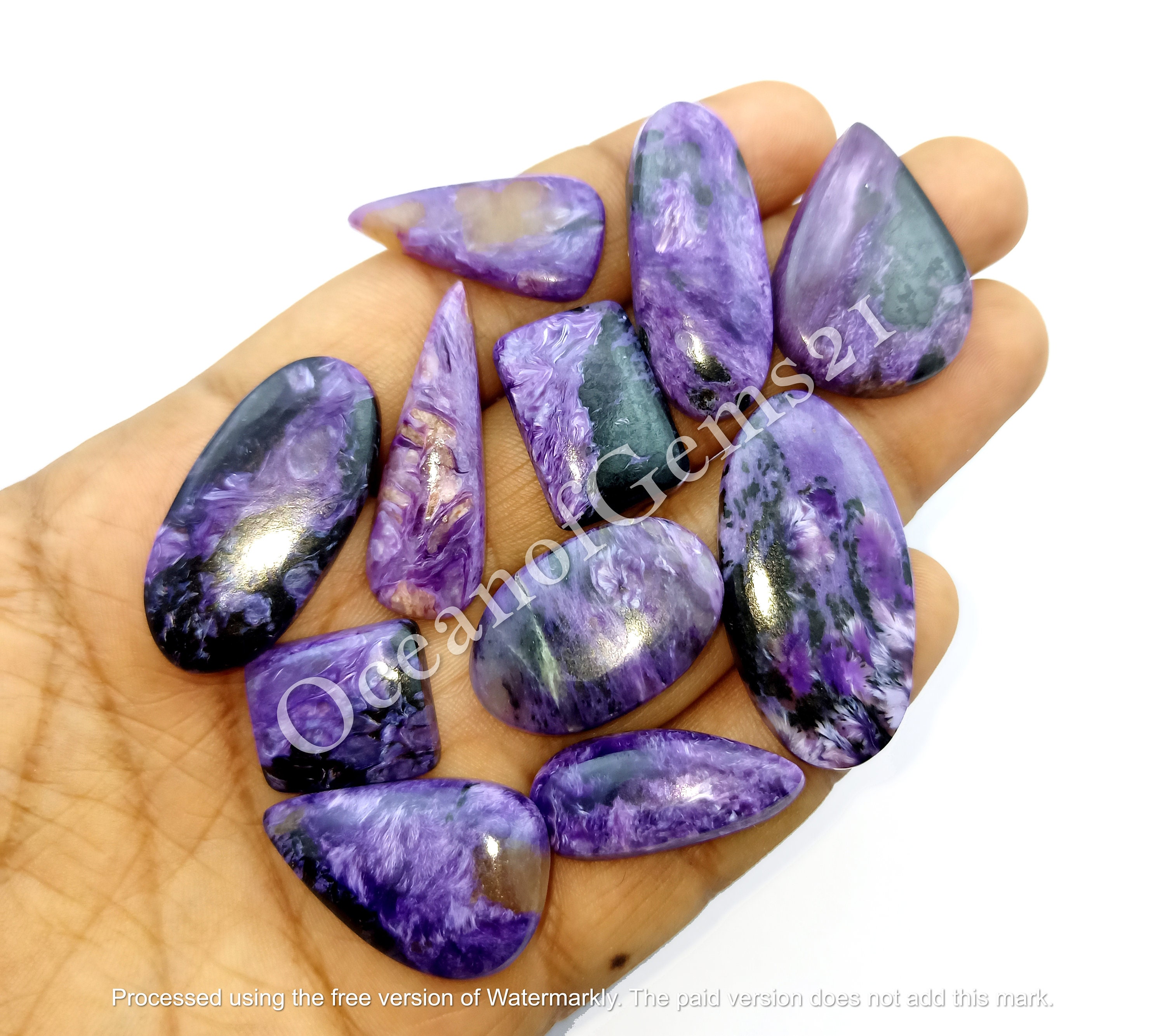 Pietra preziosa cabochon di charoite naturale - Gioielli in charoite viola - Charoite, Pietra preziosa di charoite - Pietra per la creazione di gioiel