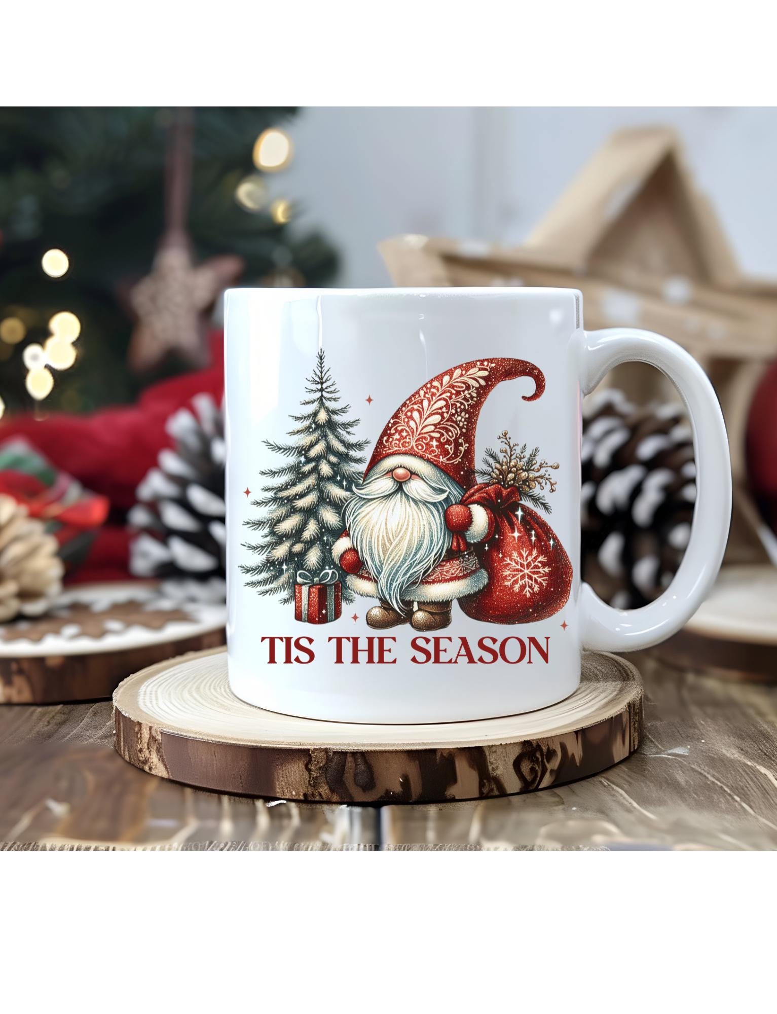 Tazza natalizia con gnomi di Natale, tazza con gnomo carino, collezione di gnomi, tazza con gnomi di Natale, tazza con gnomo da collezione, regalo vin