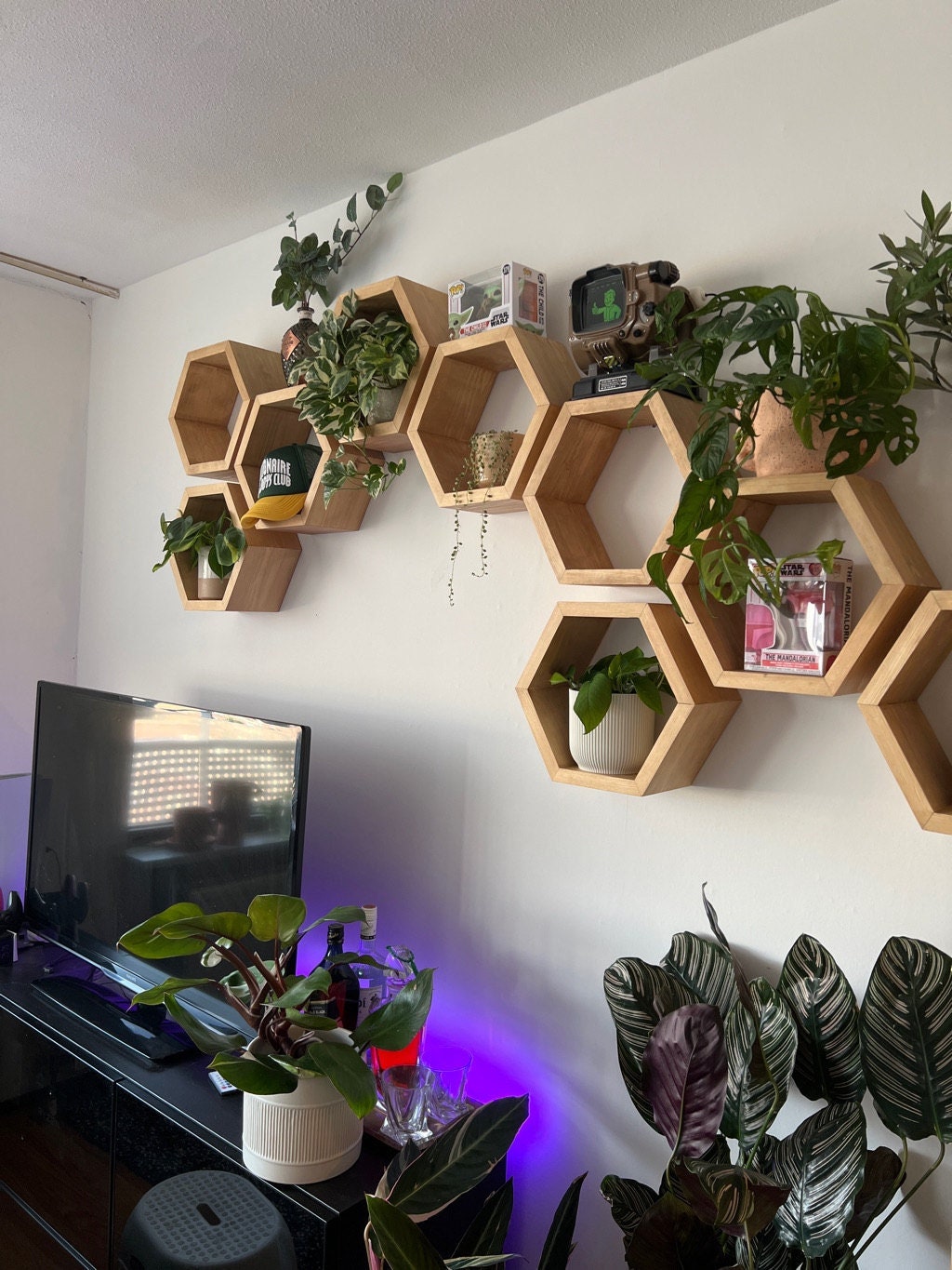 Mensole esagonali DIMENSIONI MEDIE, spedizione veloce/Mensole a nido d'ape/Mensole da parete/Arte murale/Mensole sospese/mensole da cucina/mensole da