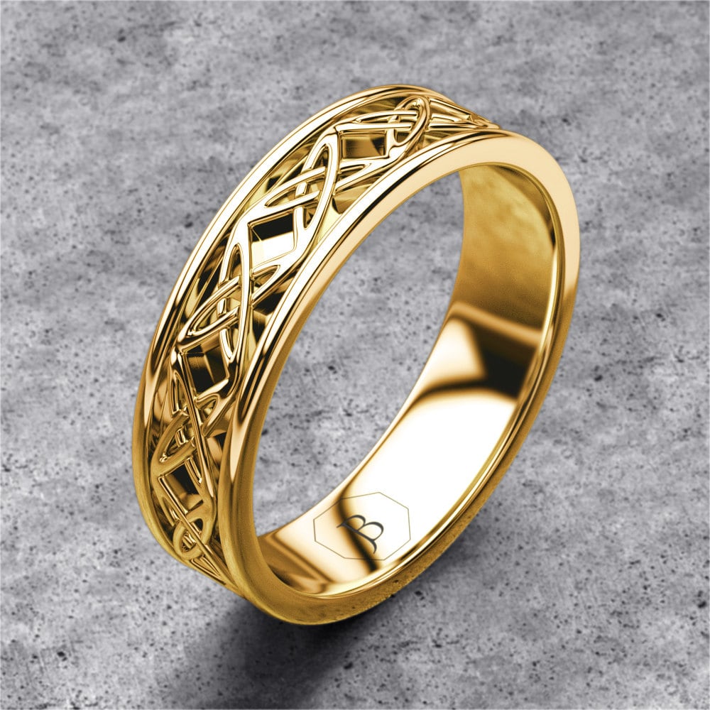 Anello celtico in oro, anello celtico da uomo, fede nuziale celtica, anello celtico nordico decorato da donna, anello vichingo, anello da guerriero, o