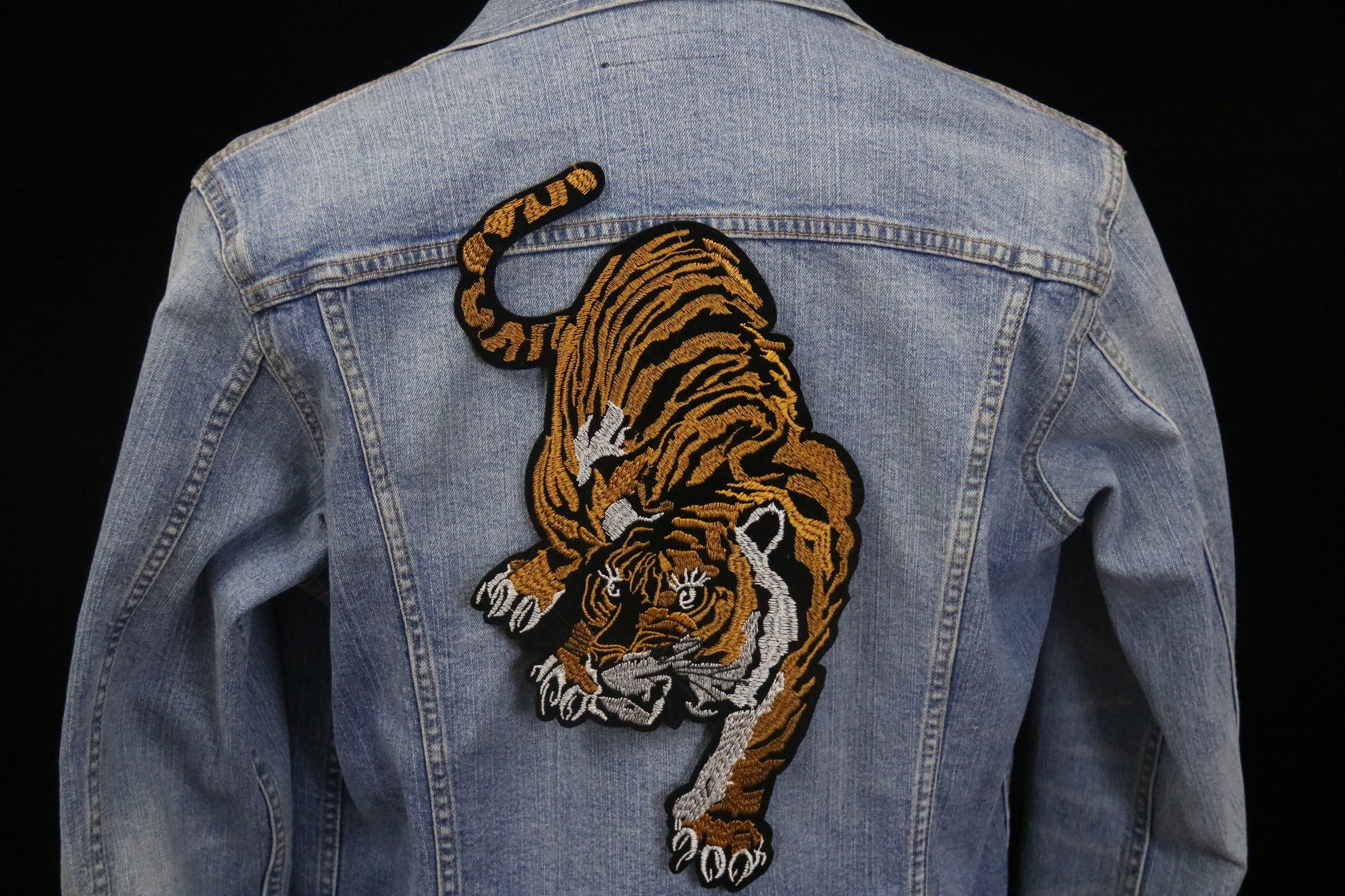 Grande toppa a forma di tigre, toppa termoadesiva, toppa ricamata, applicazione, toppa per giacca, toppa per zaino