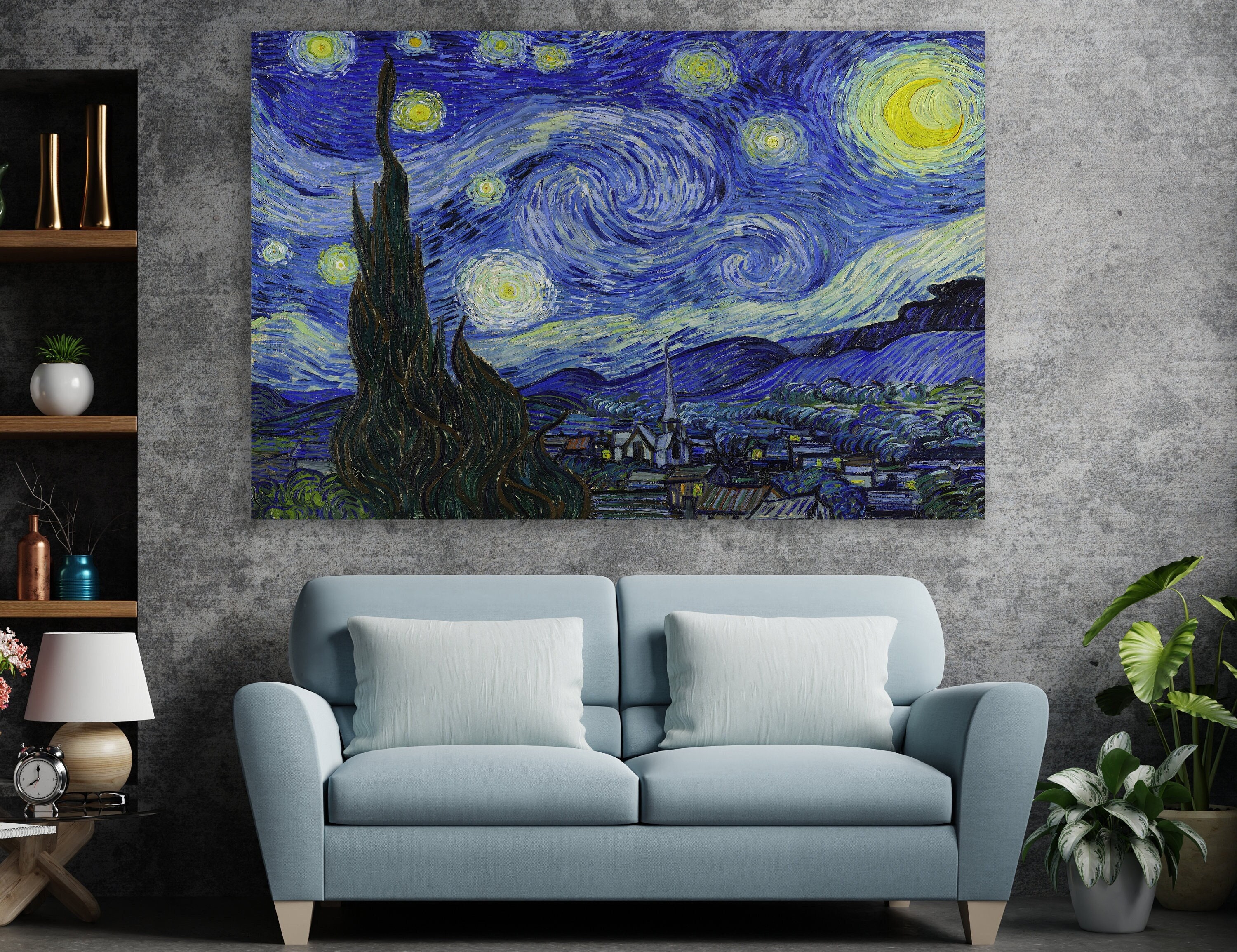 "Quadro da parete \"Notte stellata\", grande tela decorativa per la casa, tela \"Notte stellata\", stampa d'arte di Van Gogh, quadro da parete di Vincent V"
