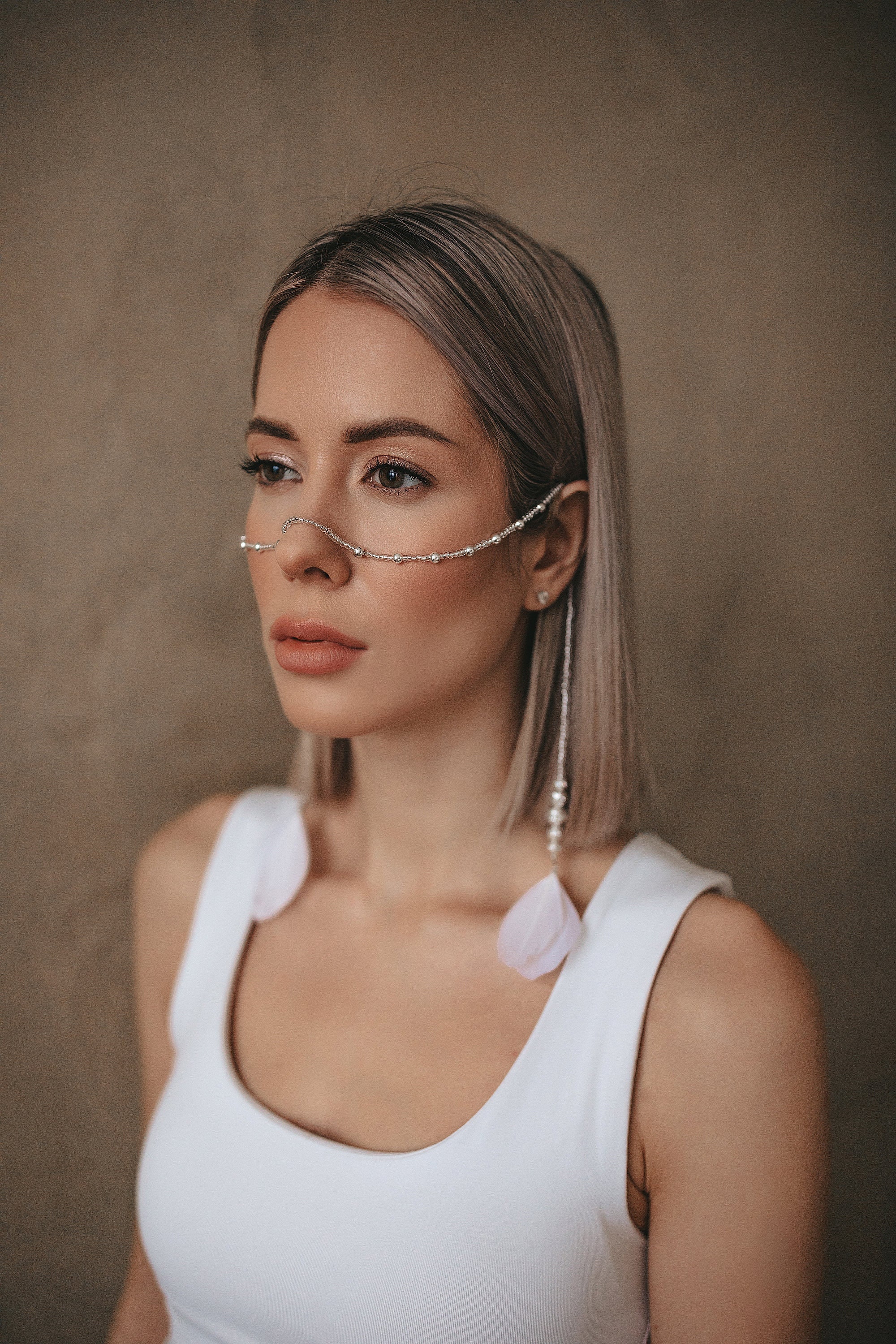 Gioielli con catena per il viso, Gioielli per il viso, Gioielli per il corpo, Gioielli per festival, Catena per il viso, Bigiotteria, maschera per il