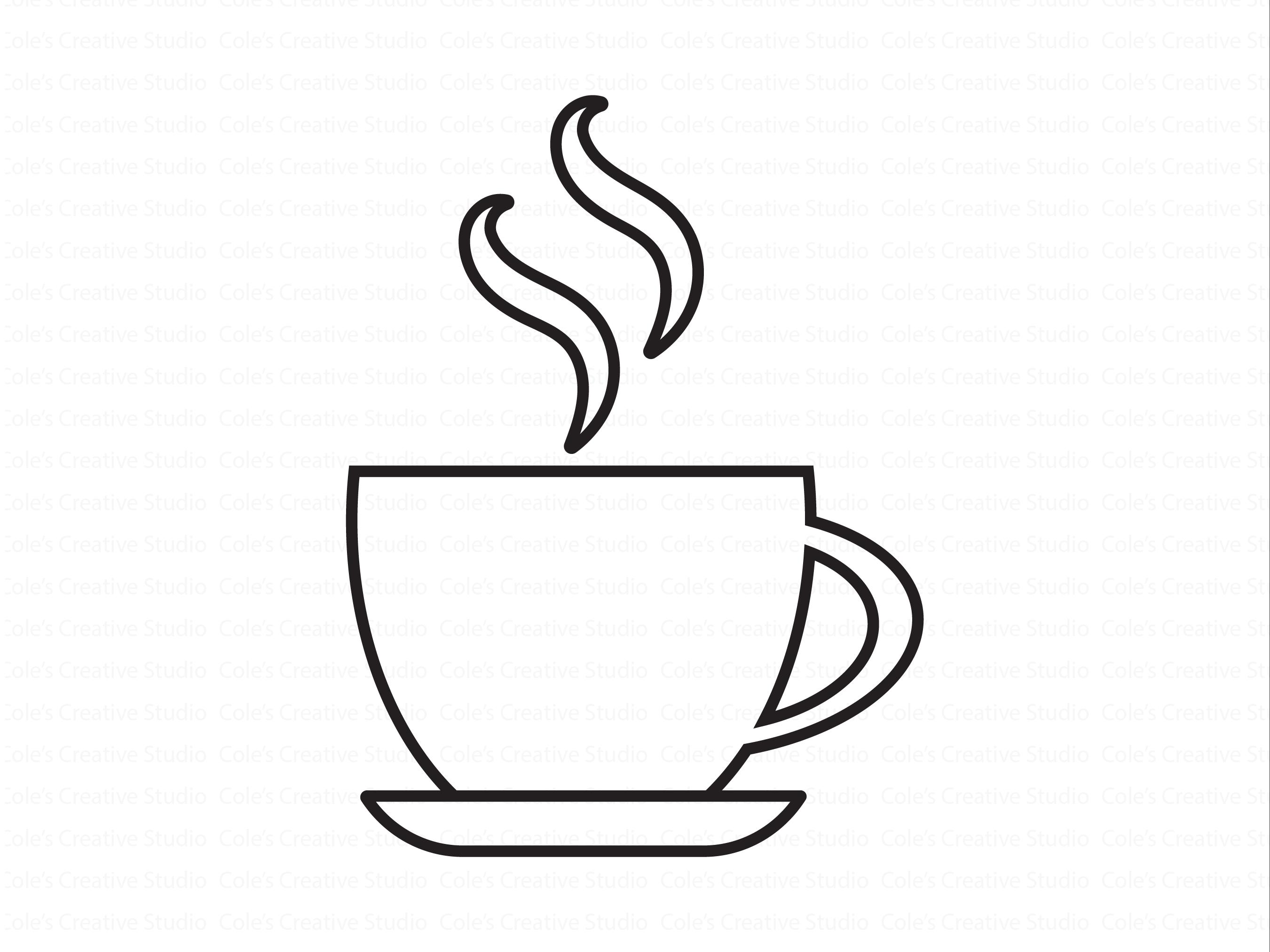 Contorno di tazza da caffè SVG, Tazza da caffè SVG, Tazza da caffè SVG, Tazza SVG, Tazza da caffè con vapore, Clipart di tazza da caffè, Clipart di ta