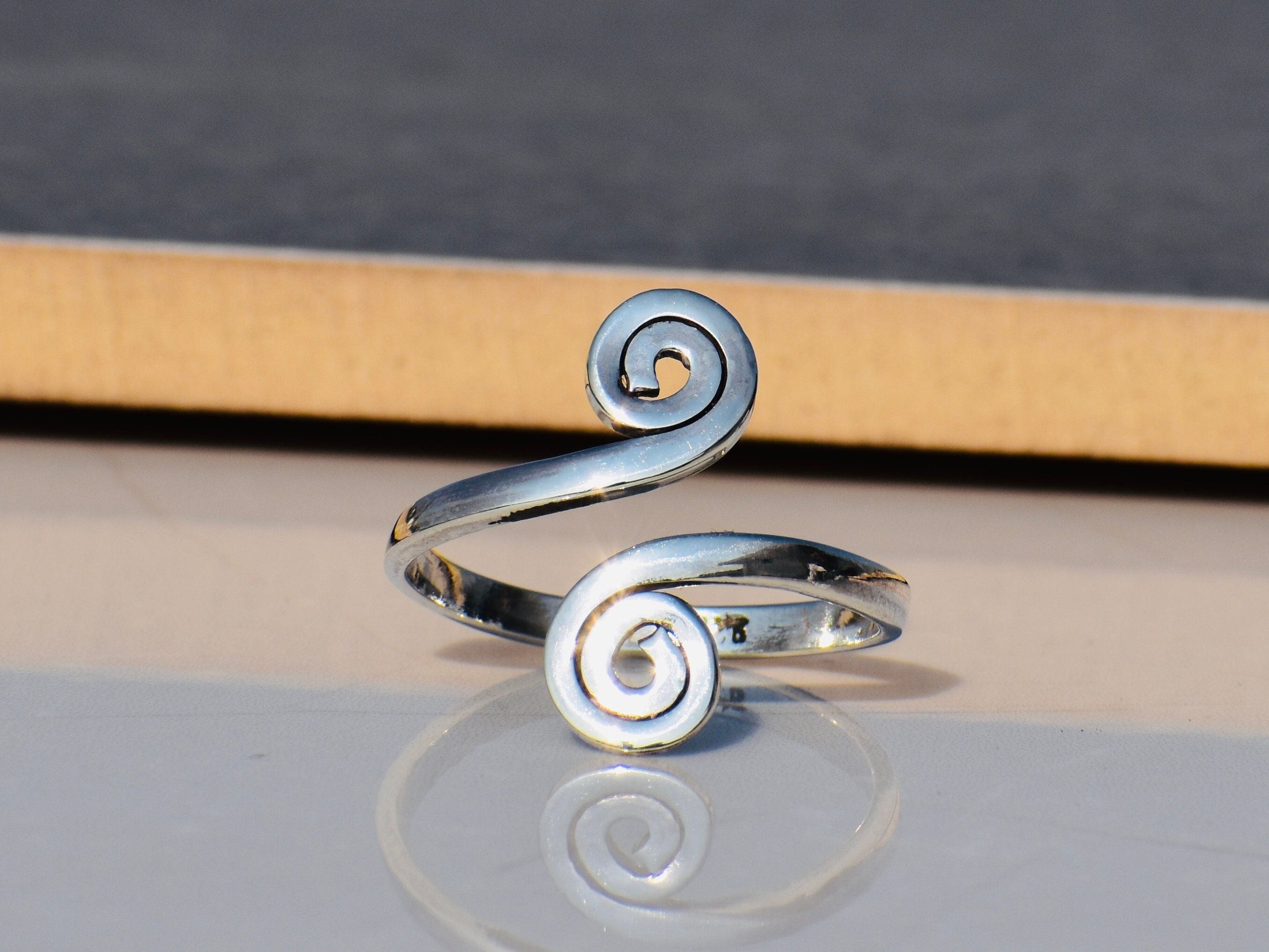 Anello a spirale, anello in argento sterling 925, anello a spirale, anello a doppia bobina, anello a spirale d'argento, anello regolabile,