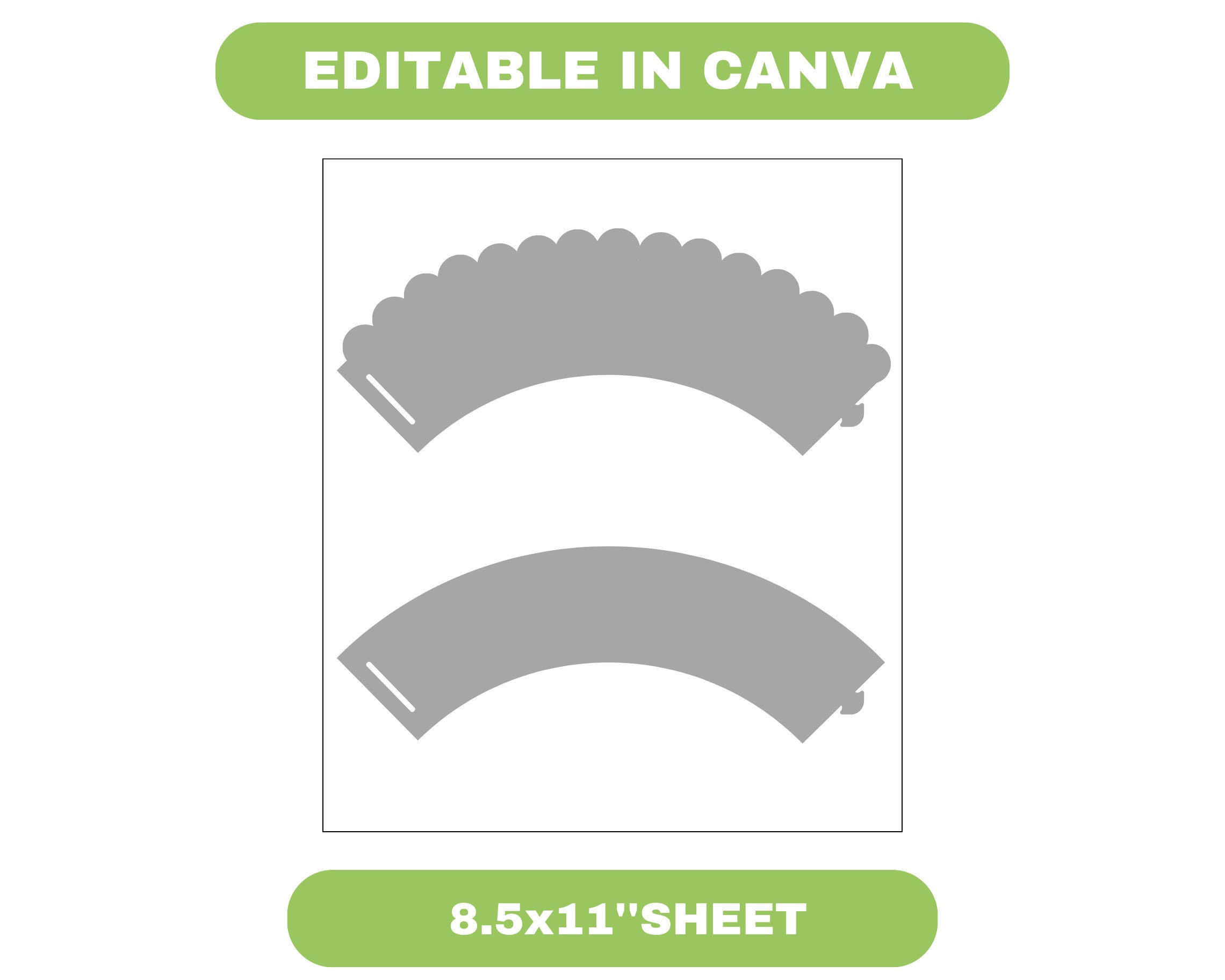 Involucro per cupcake smerlato, Involucri per cupcake smerlati Svg, Involucri per cupcake, Modello di involucro per torta a tazza smerlata, modello ca