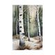 Stampa acquerello foresta di betulle invernali, dipinto paesaggio innevato, poster alberi rustici, stampa artistica natura, decorazione murale boscosa