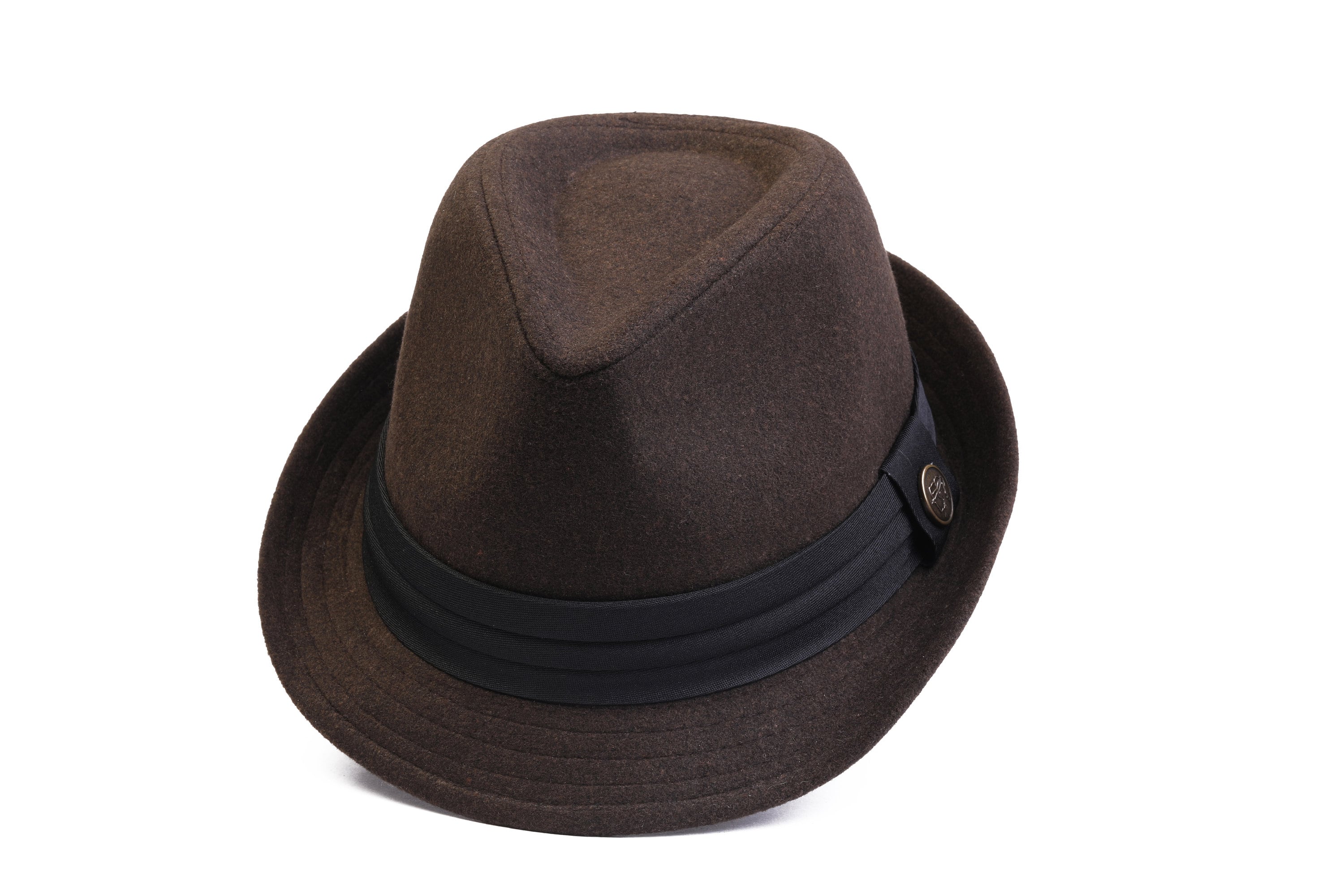 Cappello Fedora in pile polare marrone scuro, cappello invernale da uomo, cappello Fedora rigido, cappello boho da uomo, cappello a tesa corta, cappel