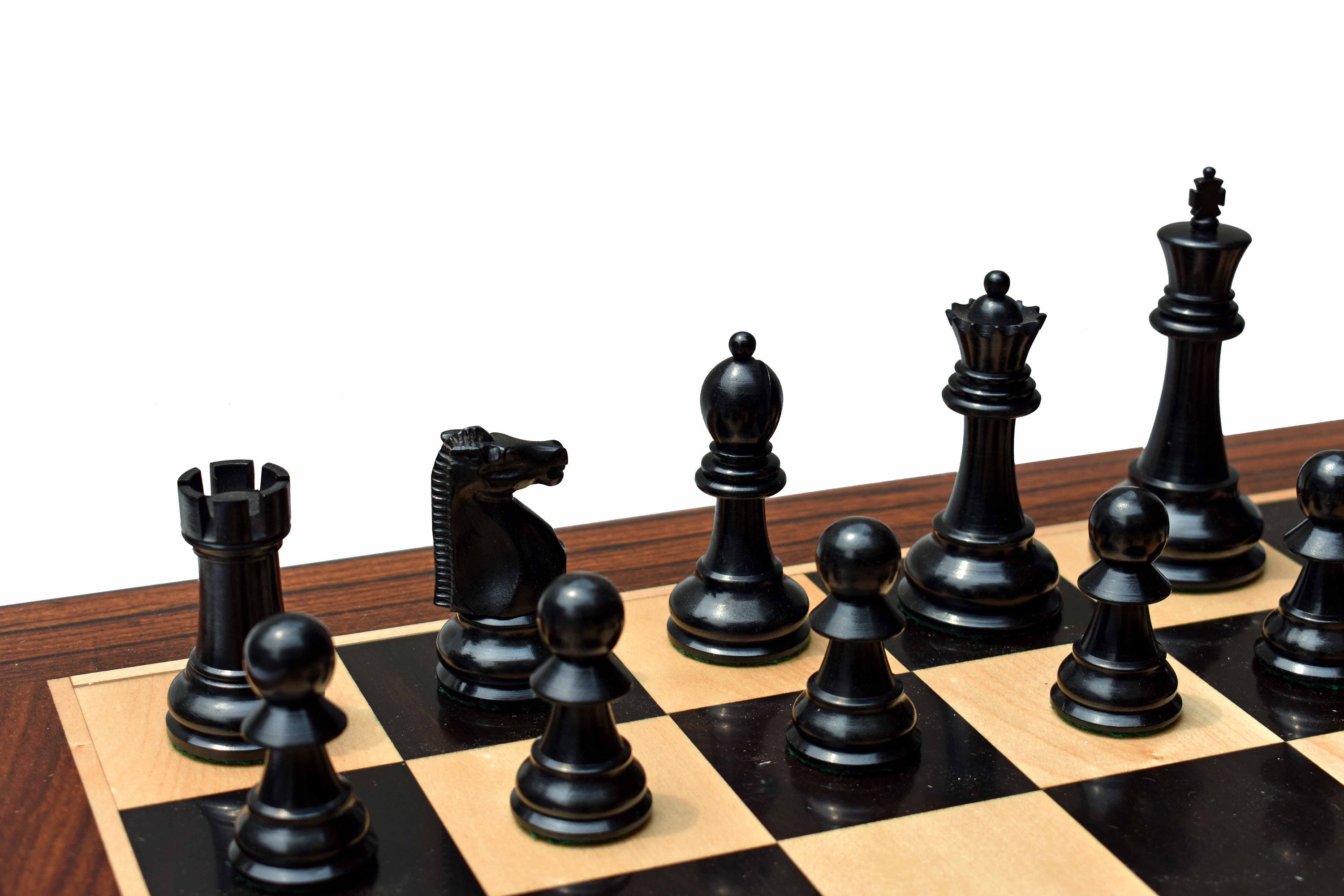 "1972 Campionato Fischer Spassky pezzi di scacchi di lusso in legno di bosso / legno di ebano 3,75 \"King staunton pezzi di scacchi di lusso - L'impero"