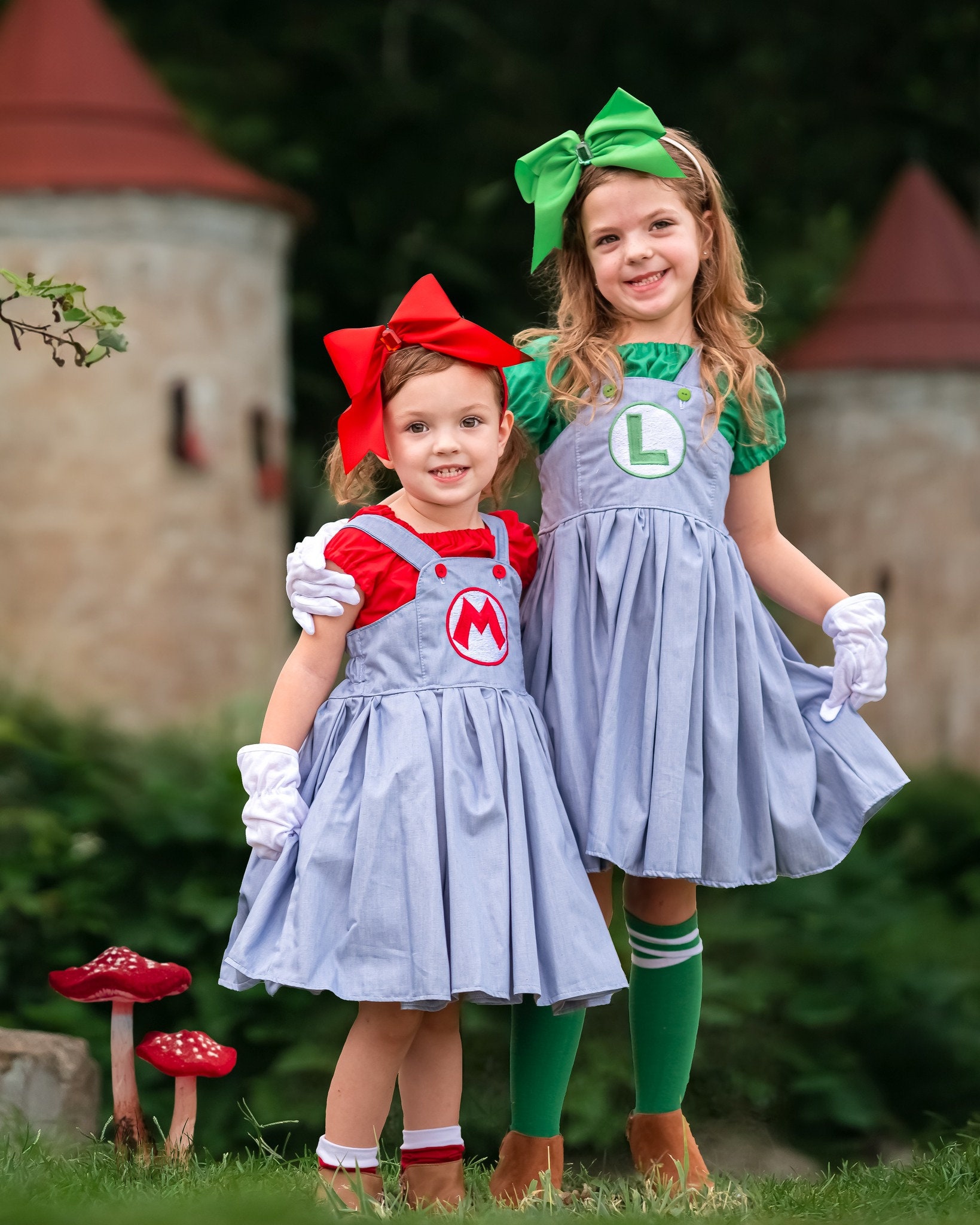 Costume da Mario per bambine, Costume da Luigi per bambine, Costume di Halloween, Costume da Mario per bambini, Costume da Luigi per bambini, Vestito