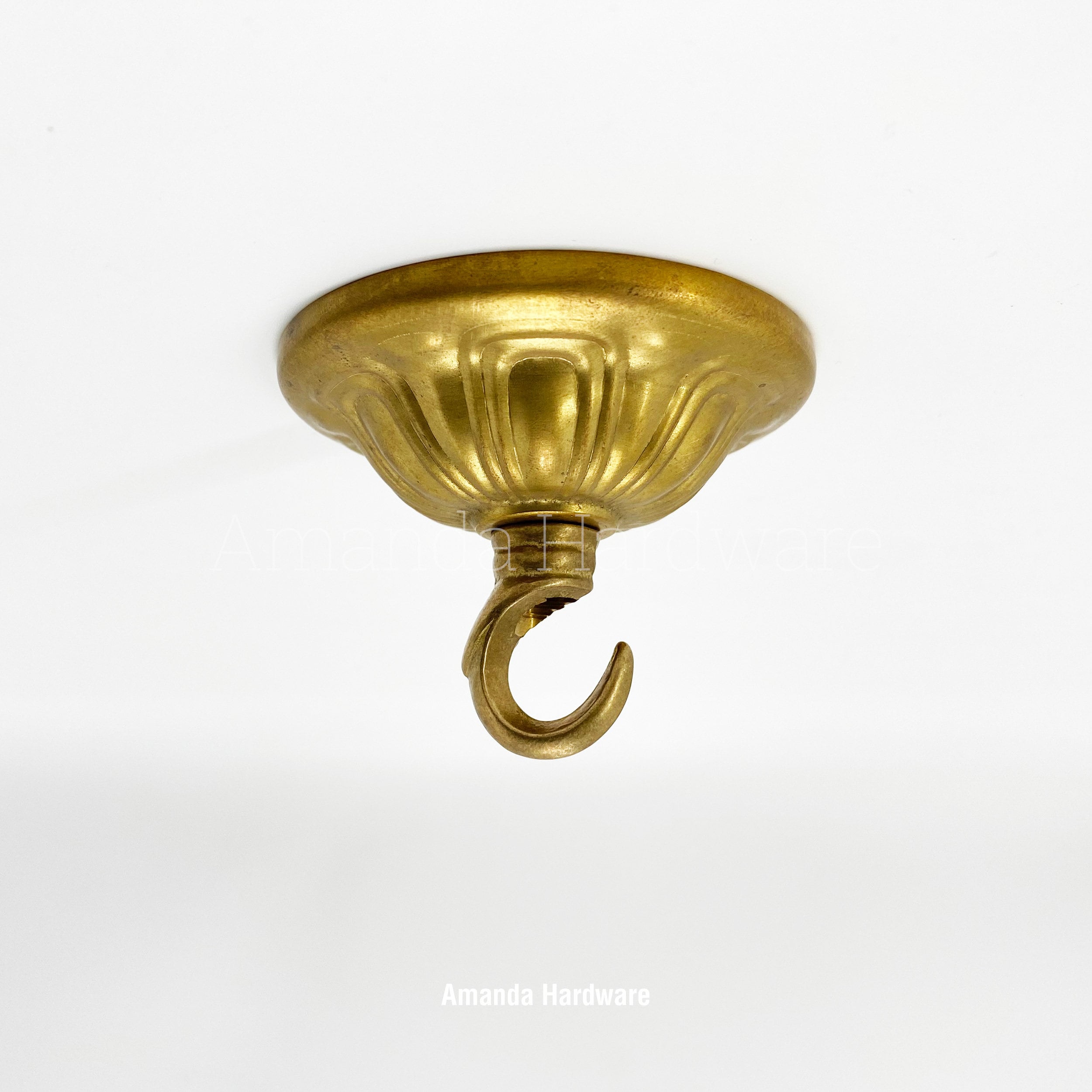 Gancio a cupola in ottone stampato per appendere fioriere, campanelli eolici e luci pendenti a festoni - Gancio aperto Art Nouveau per appendere decor