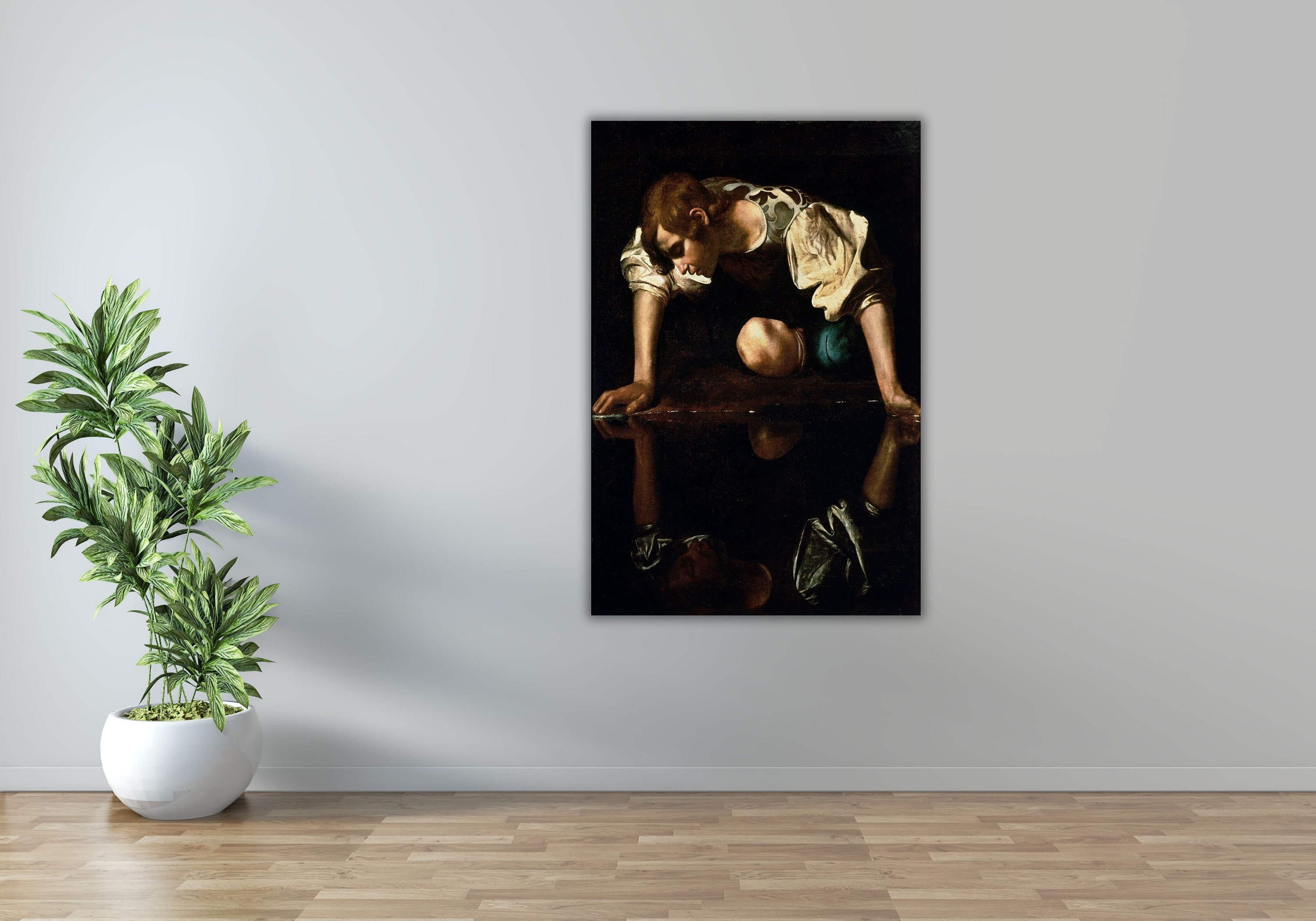 Stampa artistica del poster Narciso di Caravaggio, stampa artistica su tela del dipinto Narciso di Caravaggio, stampa artistica vintage, stampa artist