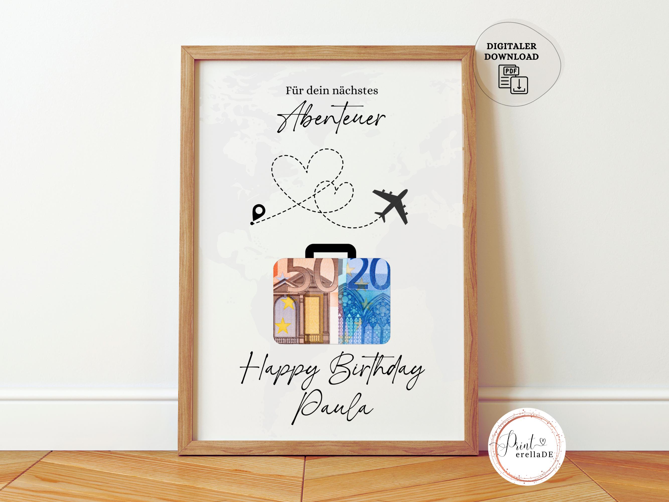 Compleanno regalo personalizzato in denaro | Compleanno regalo denaro digitale | Regalo con denaro | Soldi regalo di compleanno | Soldi di viaggio