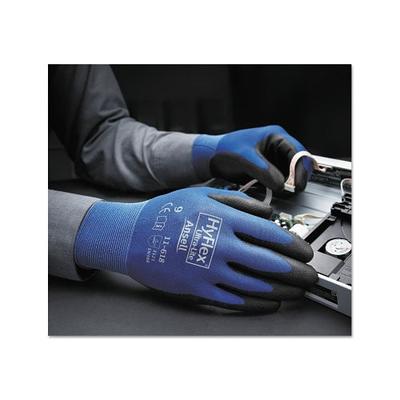 Ansell Hyflex 11-618 Polyurethane Palm Coated Gloves, Size 9, Black/Dark Blue (012-11-618-9)