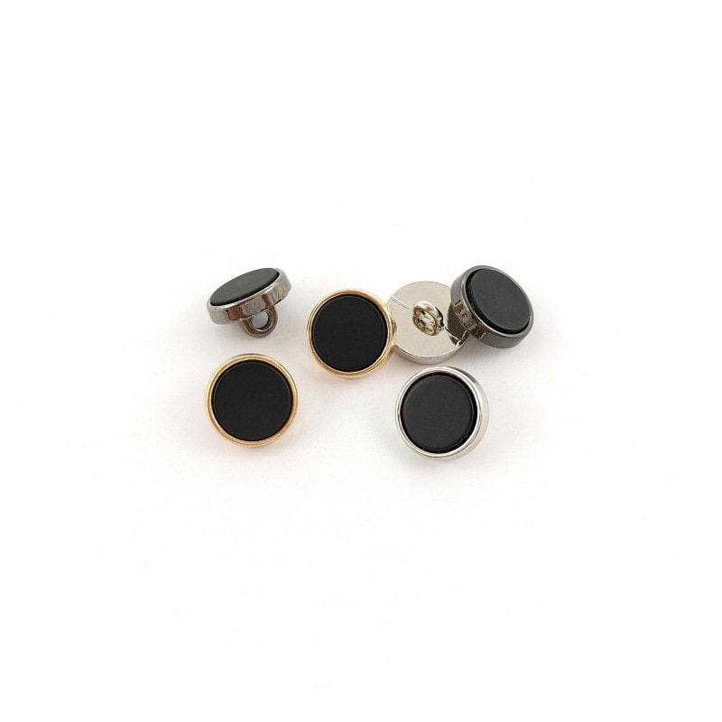 Bottoni neri in metallo - 20 pezzi da 10 mm, piccoli, in oro e argento, per cucire camicie/abiti/giacche