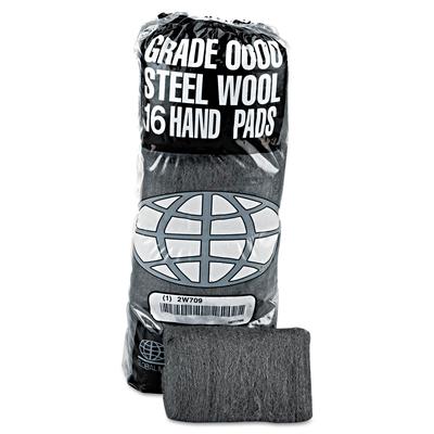 Global Material GMT 117005 Industrial-Quality Steel Wool Hand Pad, #2 Medium Coarse, 16/PK, 12 PK/CT - 12 Sleeves of 16