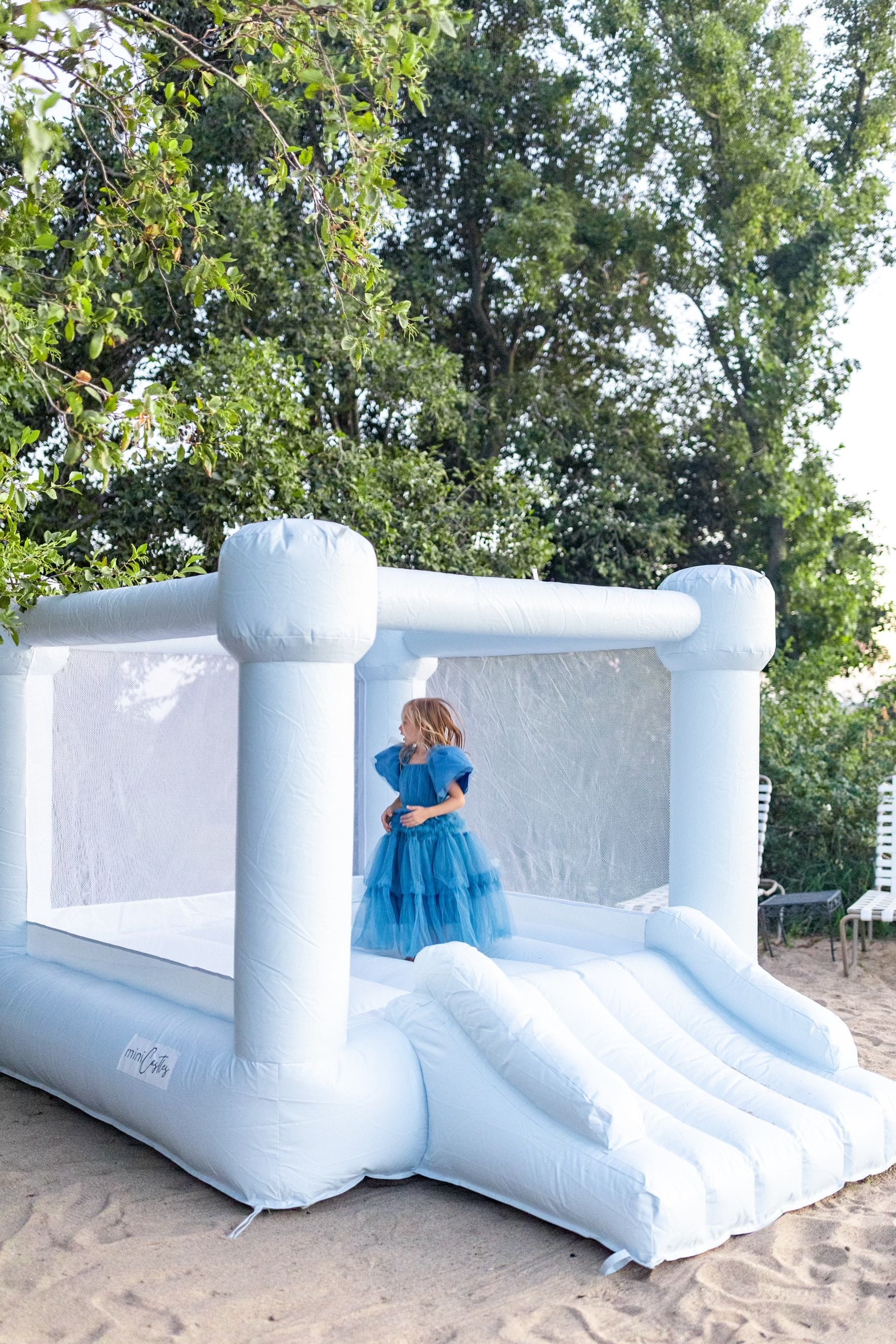 Castello gonfiabile blu pastello tenue / Castello gonfiabile in PVC 6 x 6 piedi
