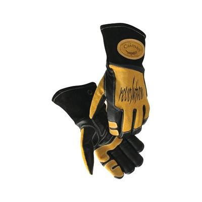 Caiman Revolution Welding Gloves, Cow Grain Leather, Large, Black/Gold (607-1832-L)