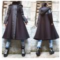 Felpa nera con cappuccio / Cappotto nero largo / Giacca lunga stravagante / Gilet casual a maniche lunghe / Felpa maxi in cotone