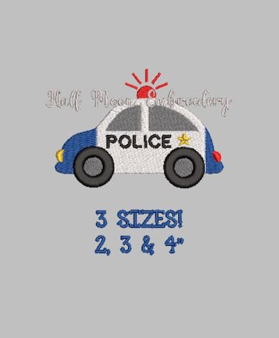 Mini disegno da ricamo per auto della polizia Piccola auto della polizia Disegno da ricamo per la polizia Disegno da ricamo per neonato Ricamo per il