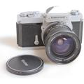 Fotocamera a pellicola Nikon Nikkormat FT con obiettivo 28MM F 2.5 con tappo anteriore