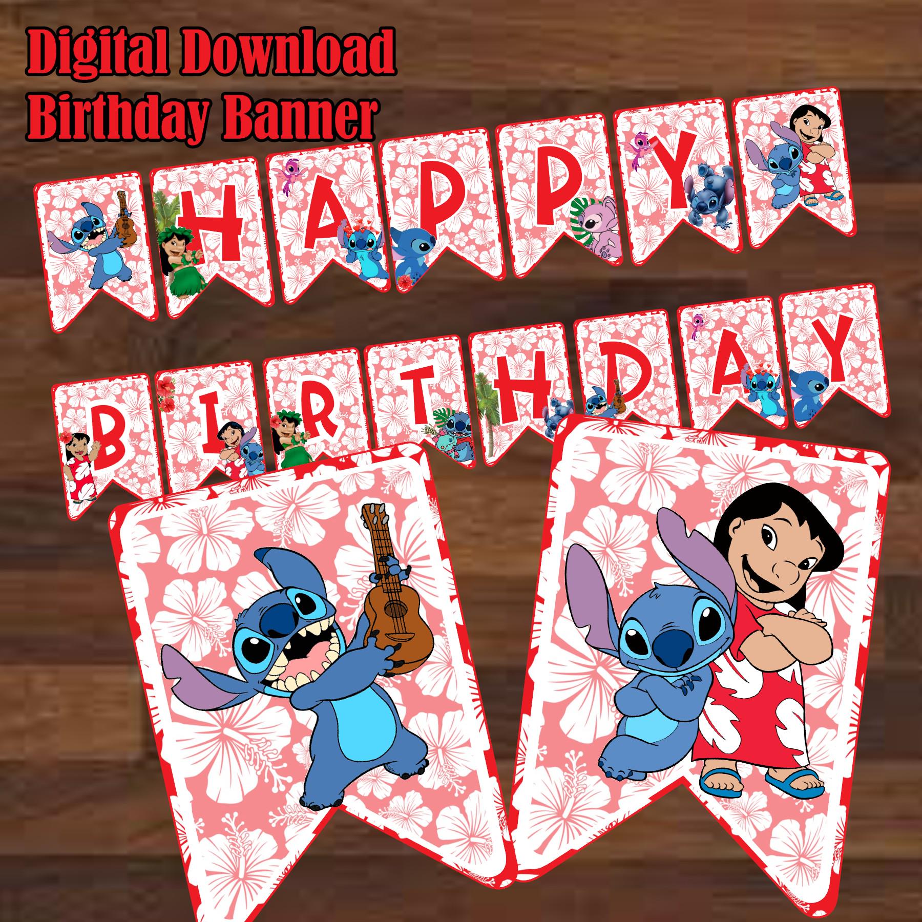 Striscione di compleanno di Lilo e Stitch, Compleanno di Lilo e Stitch, Festa di Lilo e Stitch, Festa di compleanno di Lilo e Stitch, Bomboniera di Li