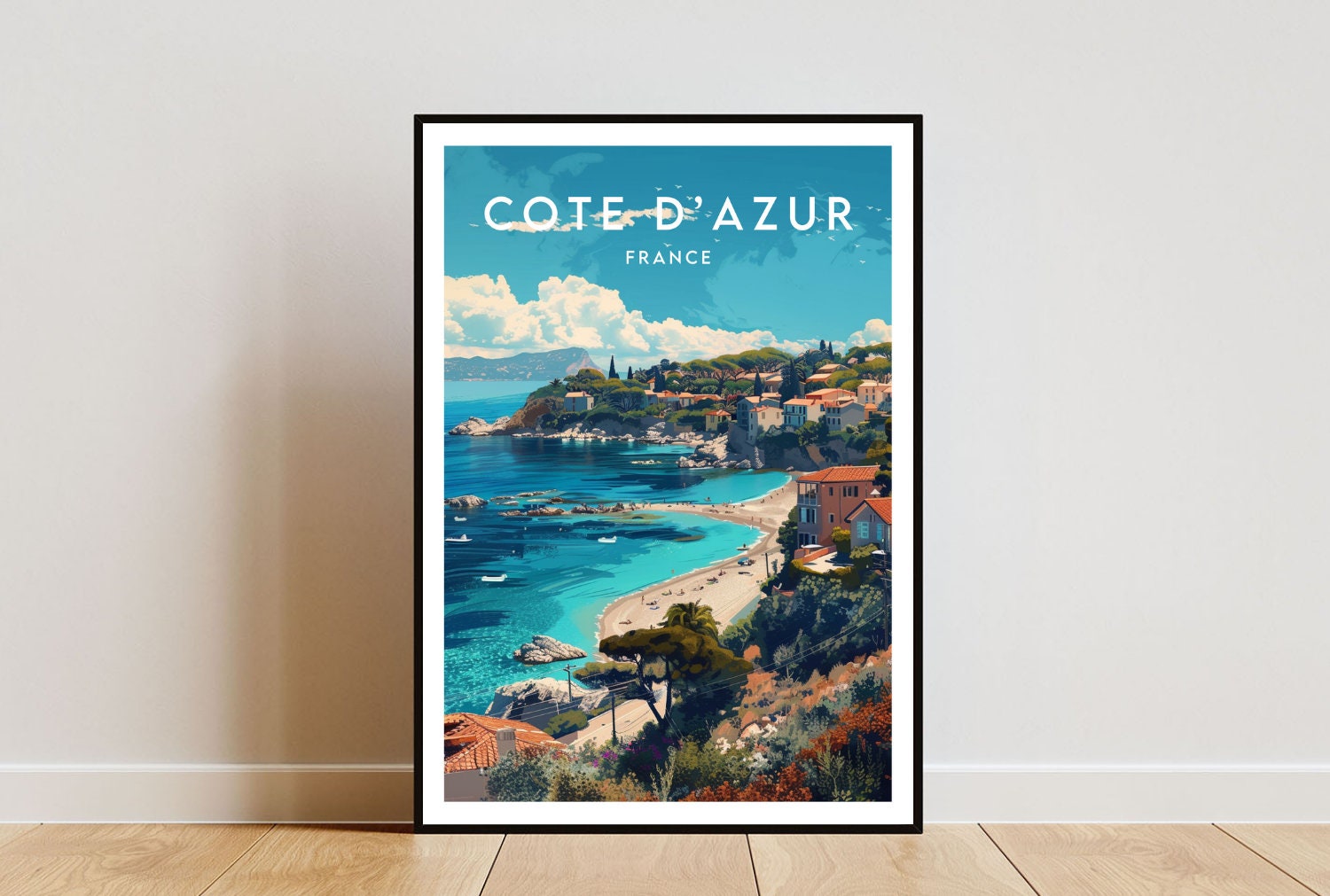 Stampa di viaggio sulla Costa Azzurra - Francia, Poster sulla Costa Azzurra, Poster sulla Francia, Arte murale di viaggio, Stampa sulla Francia, poste