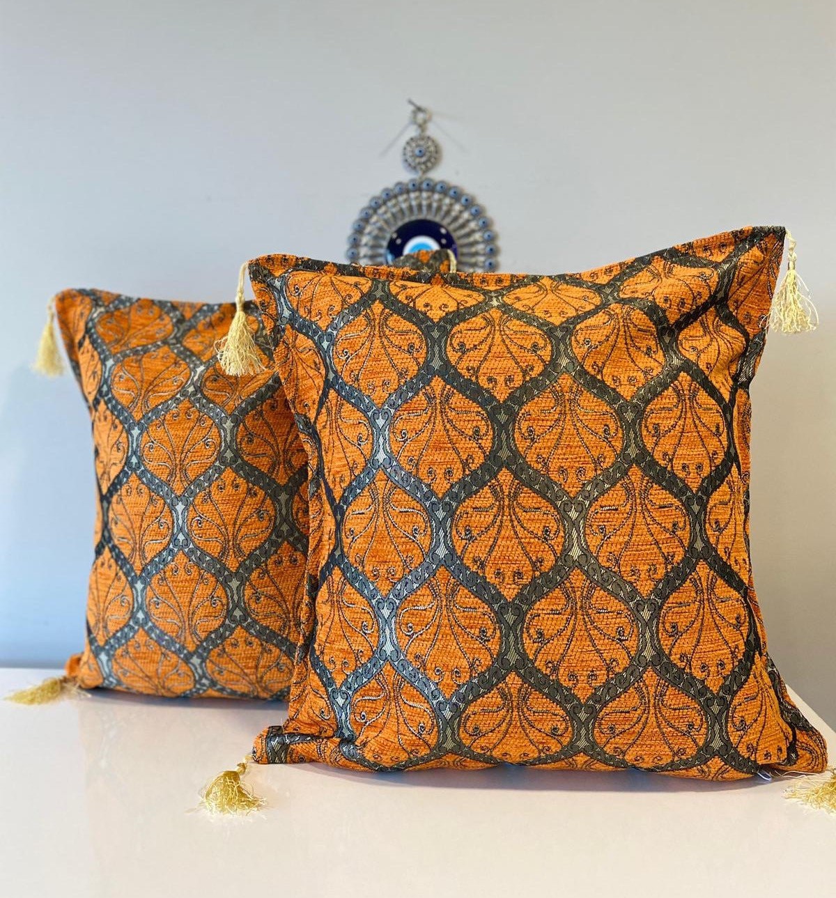 Set di due cuscini orientali turchi, set di cuscini orientali Kilim, set di due cuscini turchi, set di due cuscini tribali etnici unici