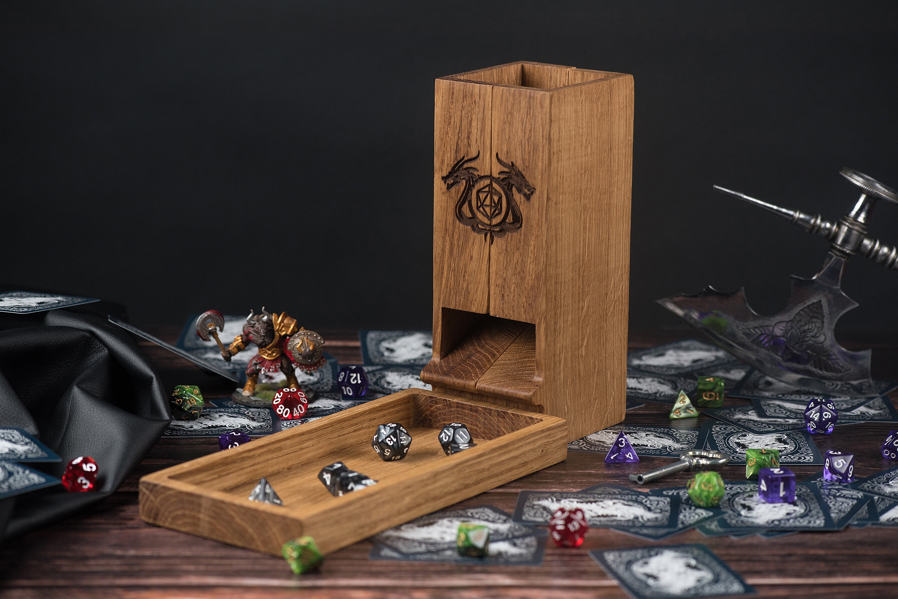 Set Torre dei dadi e vassoio per dadi/Scatola Dungeons and Dragons/Vassoio per torre dei dadi magnetico/DnD/Torre dei dadi DnD