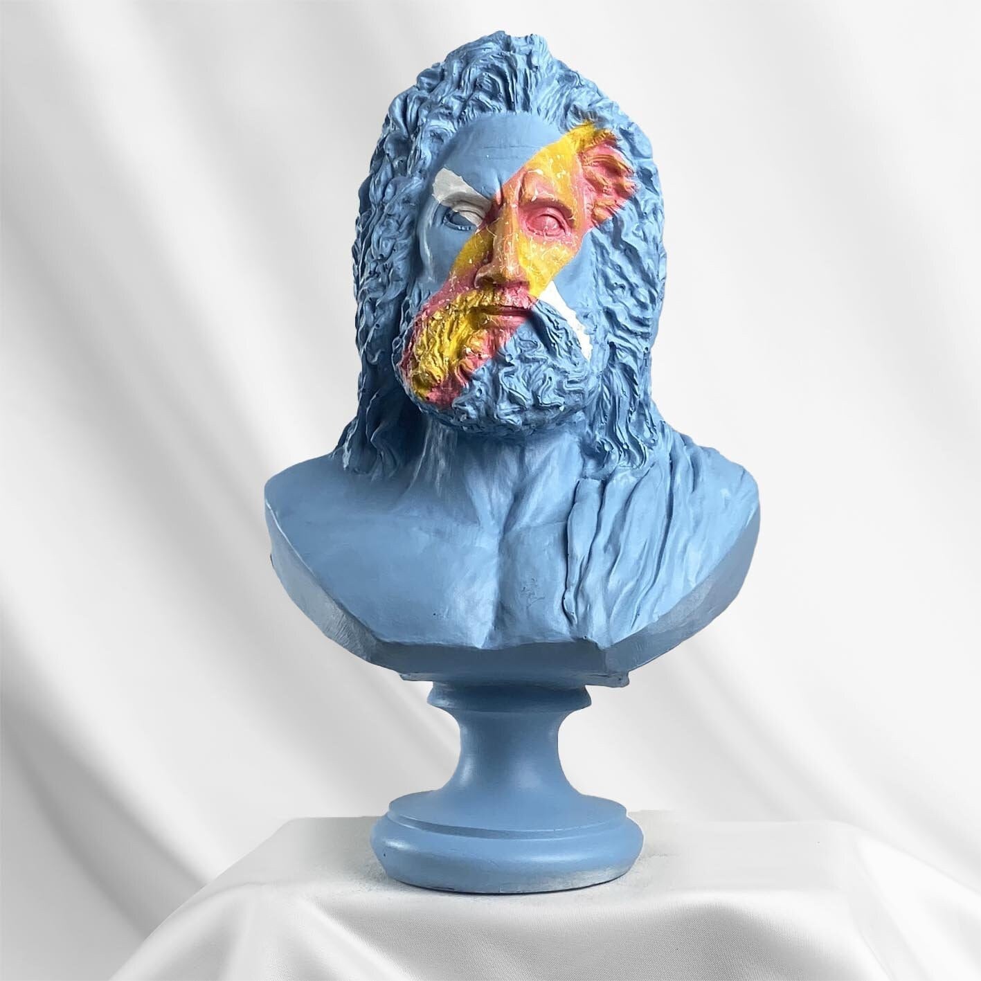 Scultura Pop Art di Zeus, Grande statua di Zeus, Statua di busto di Zeus, Statua di scultura romana, Statua di busto greco, Arredamento moderno per la