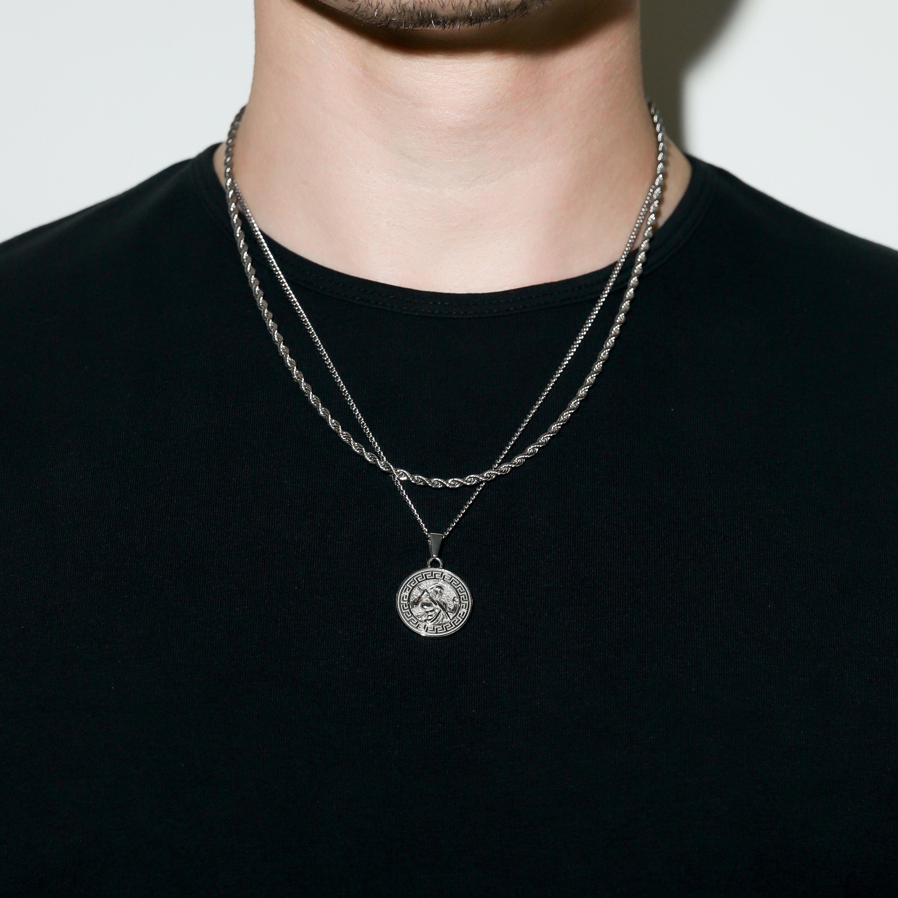 Collana con ciondolo Zeus in argento 18k, da uomo, con dio greco Zeus, ciondolo in argento per uomo, vintage, mitologico, dio per uomo, regalo per fid