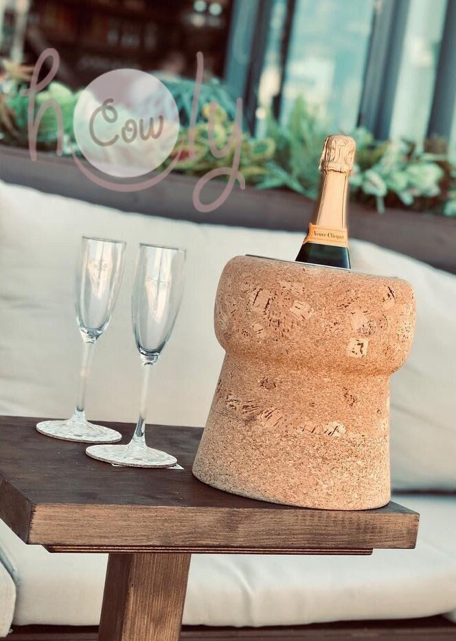 Secchiello per ghiaccio da champagne in sughero naturale ecologico, secchiello per ghiaccio da vino, refrigeratore per champagne, secchiello per ghiac