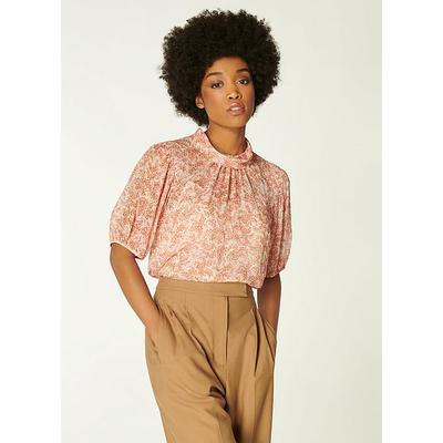 Susie Lily of the Valley Print Silk Blouse Cream, Cream