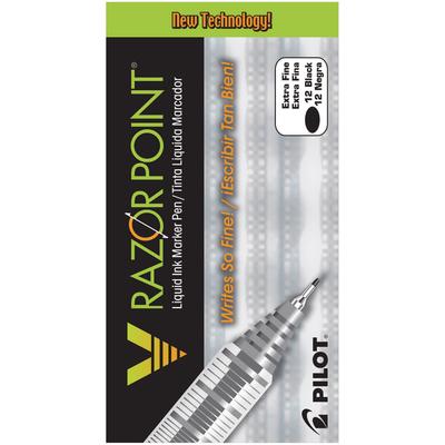 Pilot Liquid Ink Razor Point Pens, Extra-Fine Point, 0.3 Mm, Graphite Barrel, Black Ink, Pack Of 12 Pens