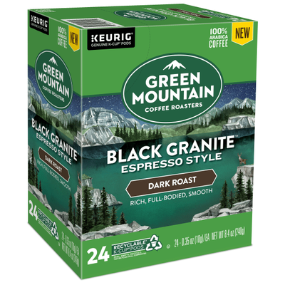 Green Mountain Coffee Single-Serve Coffee K-Cup Black Granite Espresso, Carton Of 24 Pods